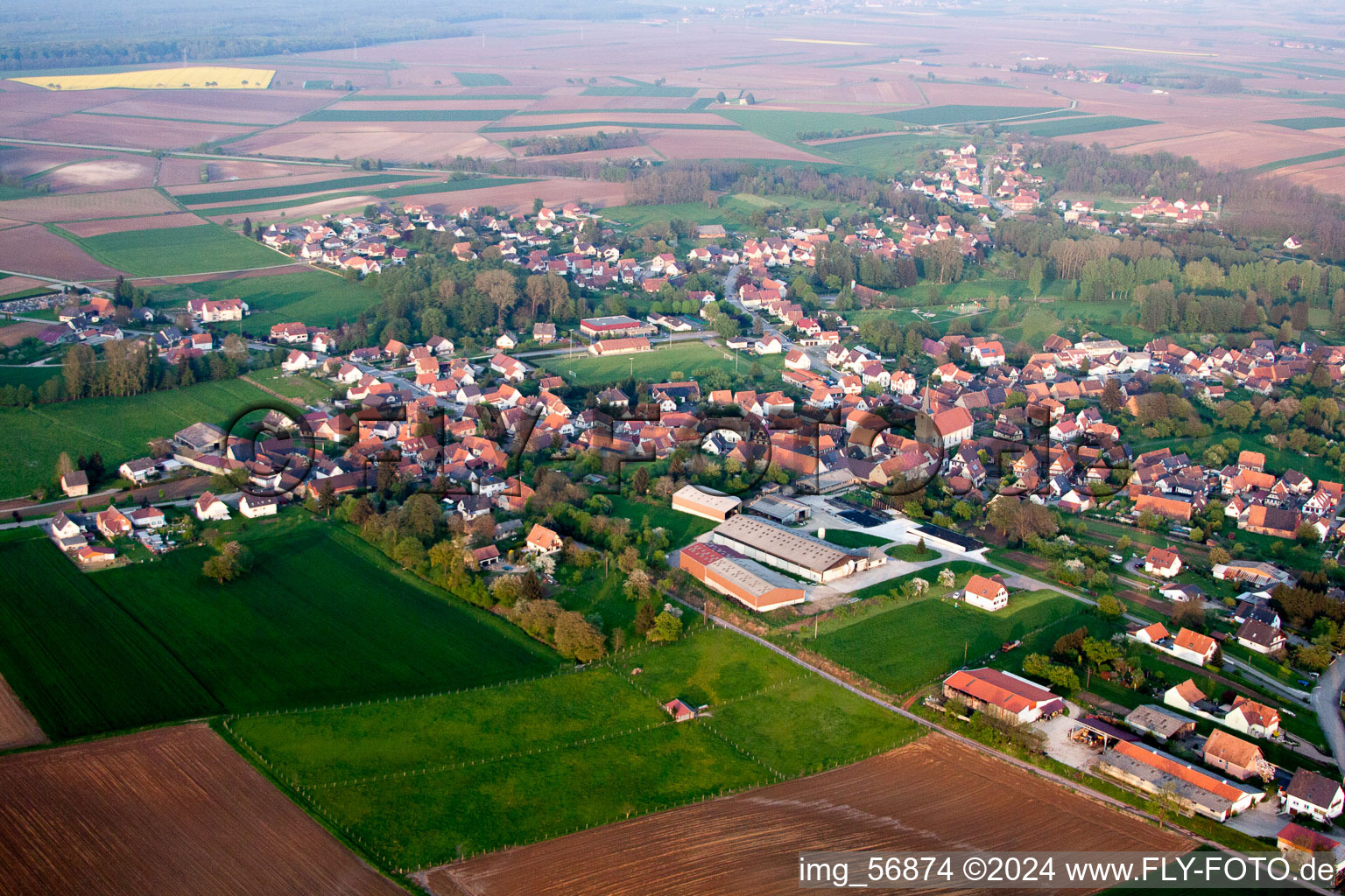 Drone recording of Riedseltz in the state Bas-Rhin, France