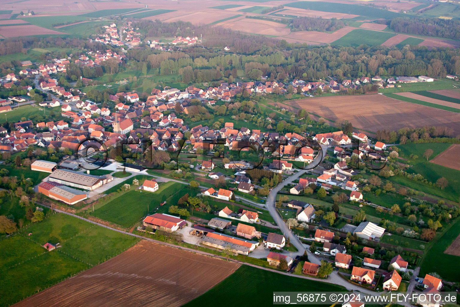 Drone image of Riedseltz in the state Bas-Rhin, France