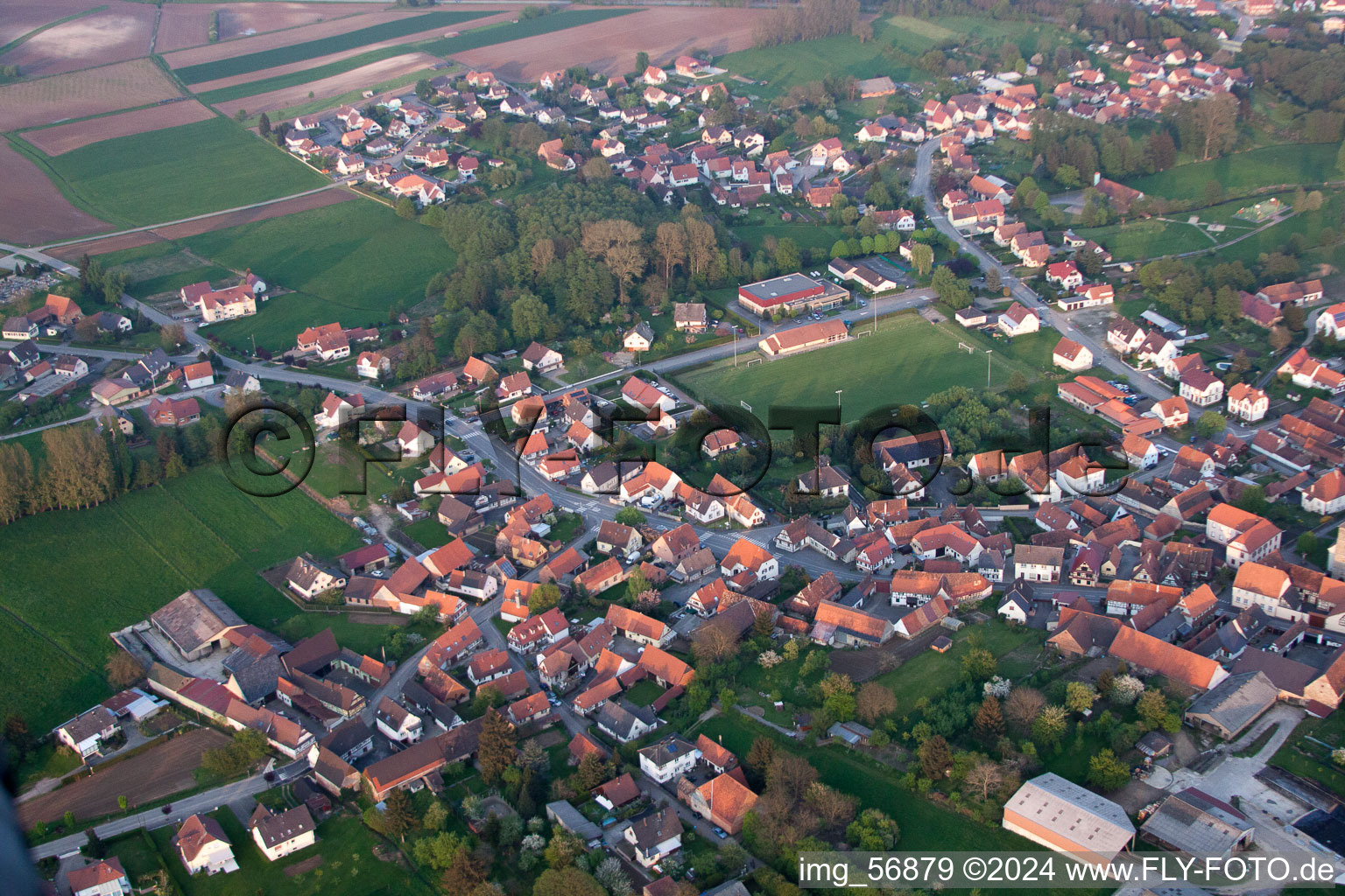 Riedseltz in the state Bas-Rhin, France from a drone