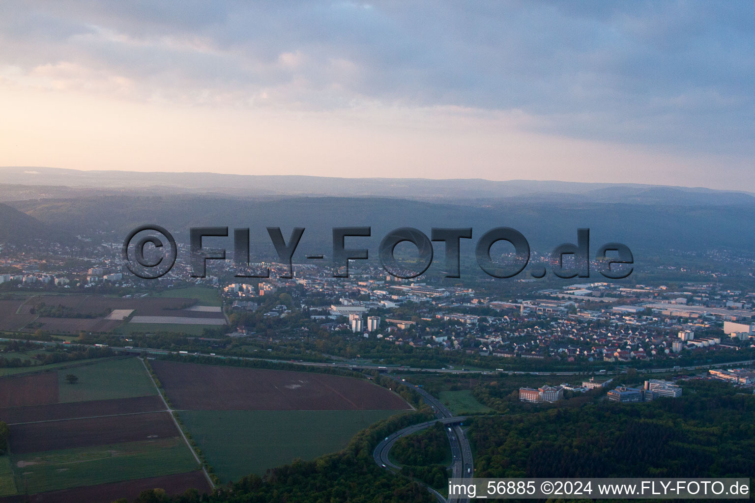 From the west in Ettlingen in the state Baden-Wuerttemberg, Germany