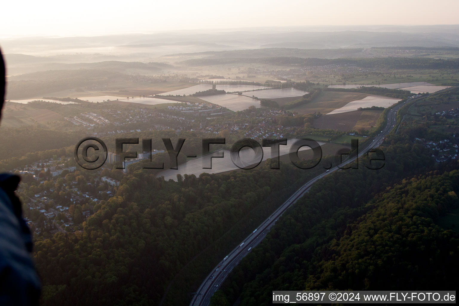 Aerial view of Hohenwettersbach, plastic film cultivation in the district Durlach in Karlsruhe in the state Baden-Wuerttemberg, Germany