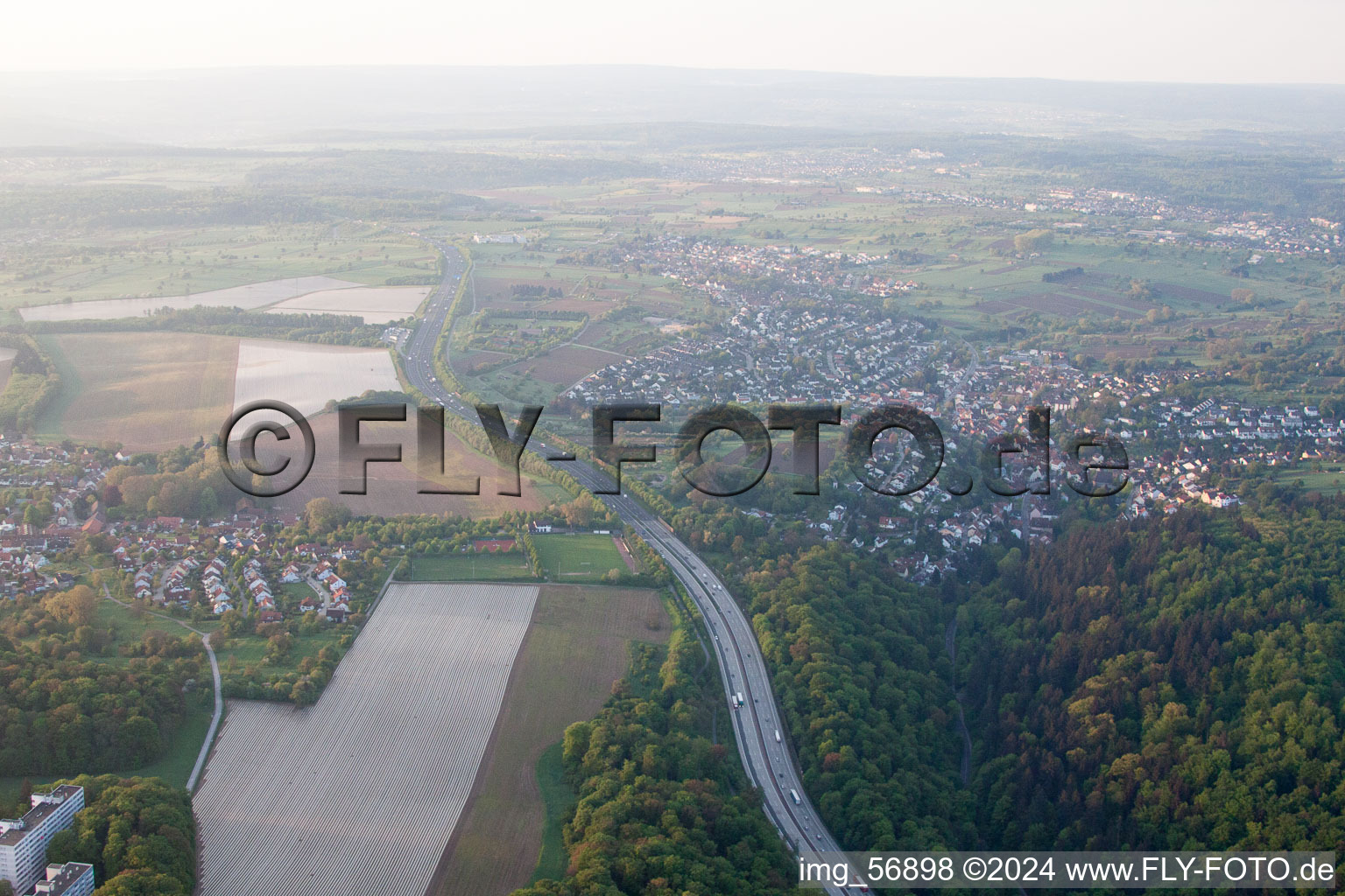 District Grünwettersbach in Karlsruhe in the state Baden-Wuerttemberg, Germany from the drone perspective