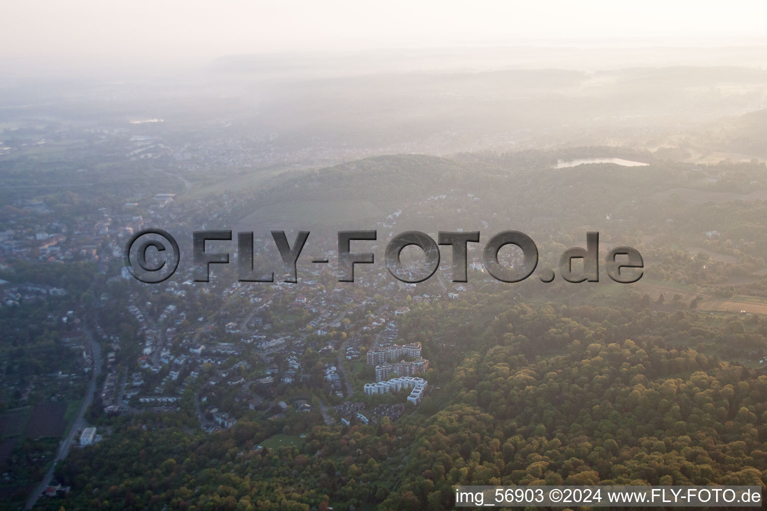 Aerial view of From the south in the district Durlach in Karlsruhe in the state Baden-Wuerttemberg, Germany