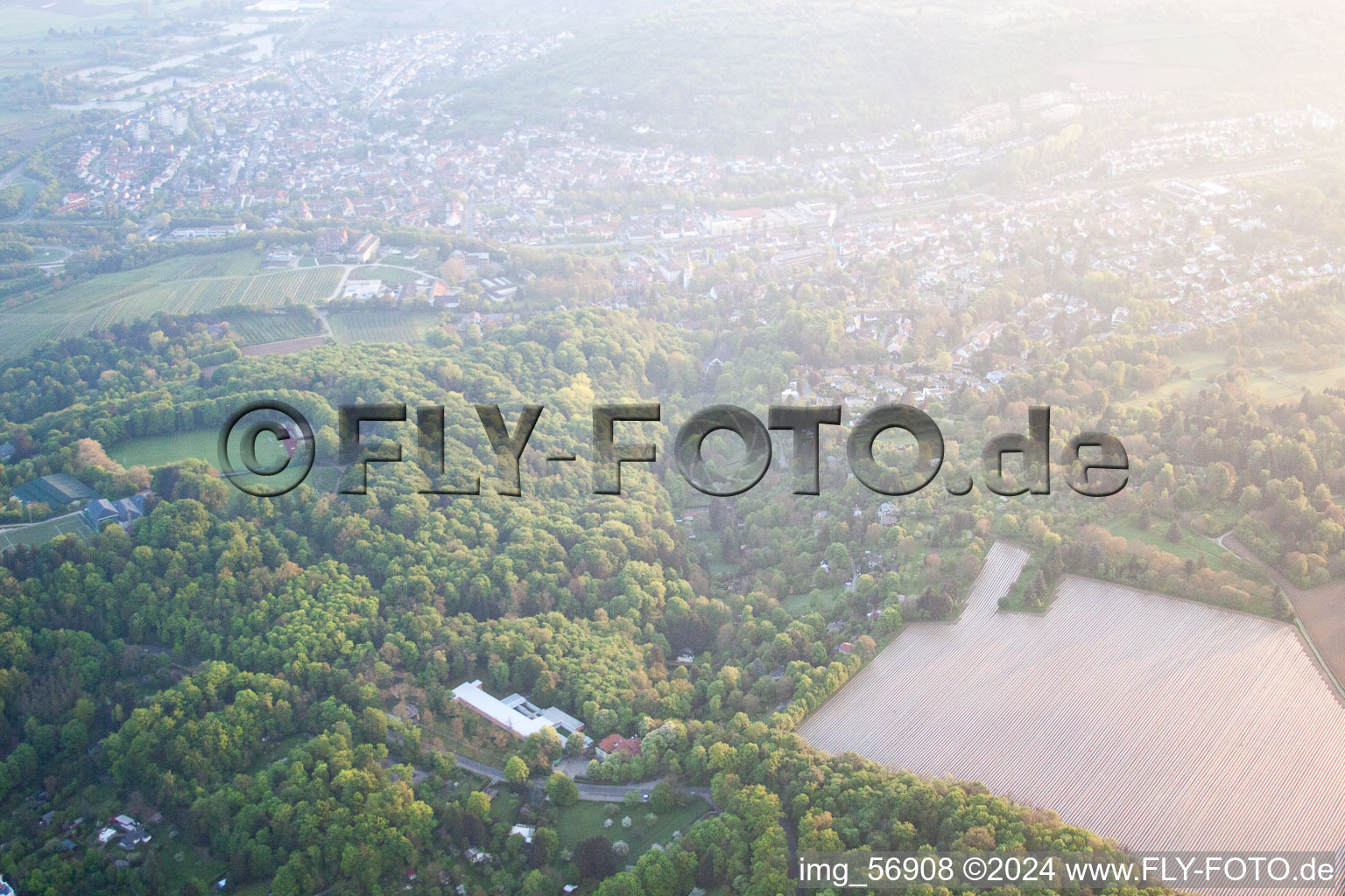 Aerial view of Turmberg, Sports School in the district Durlach in Karlsruhe in the state Baden-Wuerttemberg, Germany