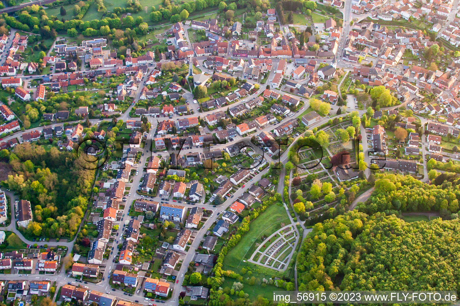 Lindenstr in the district Berghausen in Pfinztal in the state Baden-Wuerttemberg, Germany