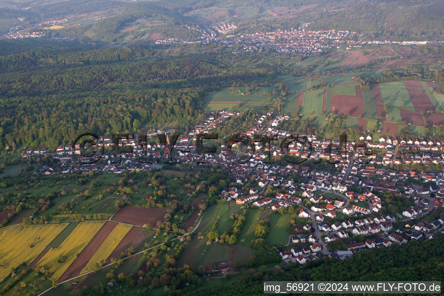 From the north in the district Wöschbach in Pfinztal in the state Baden-Wuerttemberg, Germany