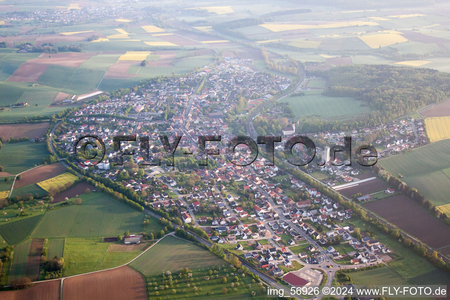 Oblique view of Gondelsheim in the state Baden-Wuerttemberg, Germany