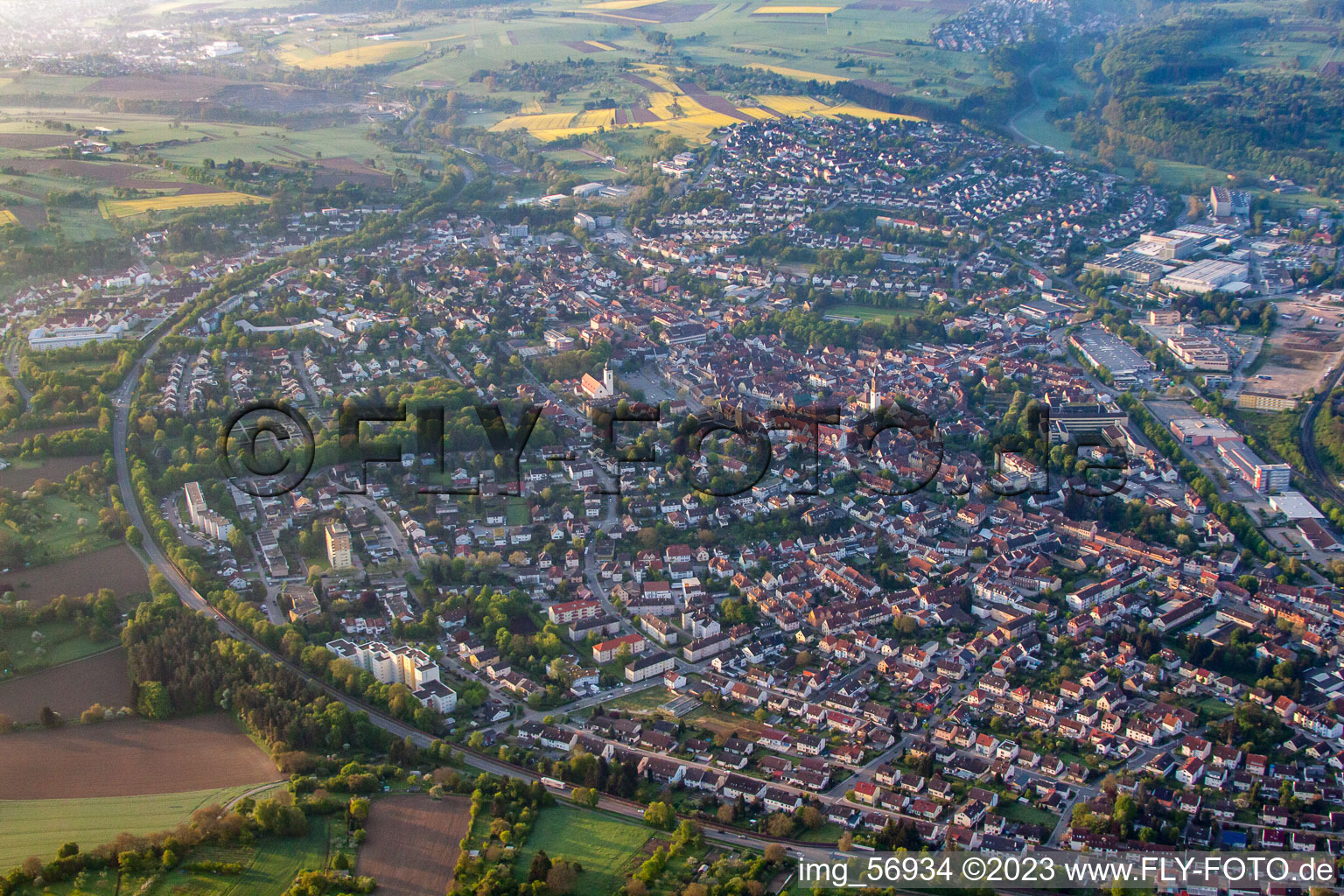 From the west in Bretten in the state Baden-Wuerttemberg, Germany