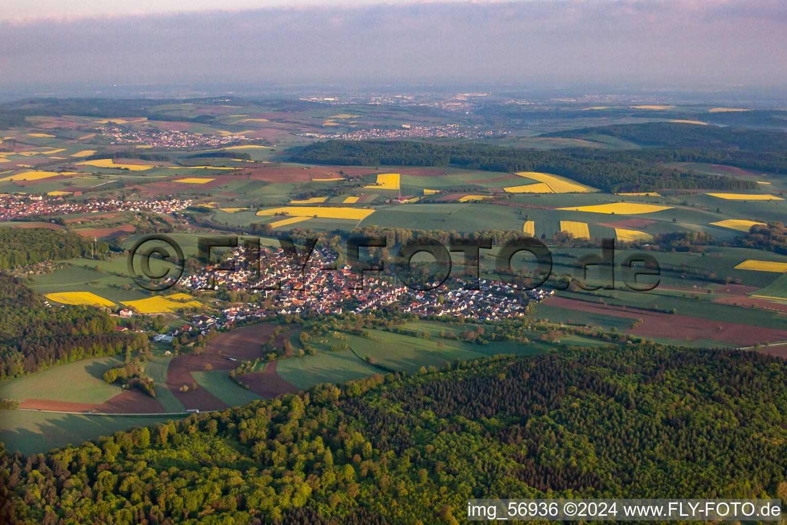 Aerial view of District Büchig in Bretten in the state Baden-Wuerttemberg, Germany