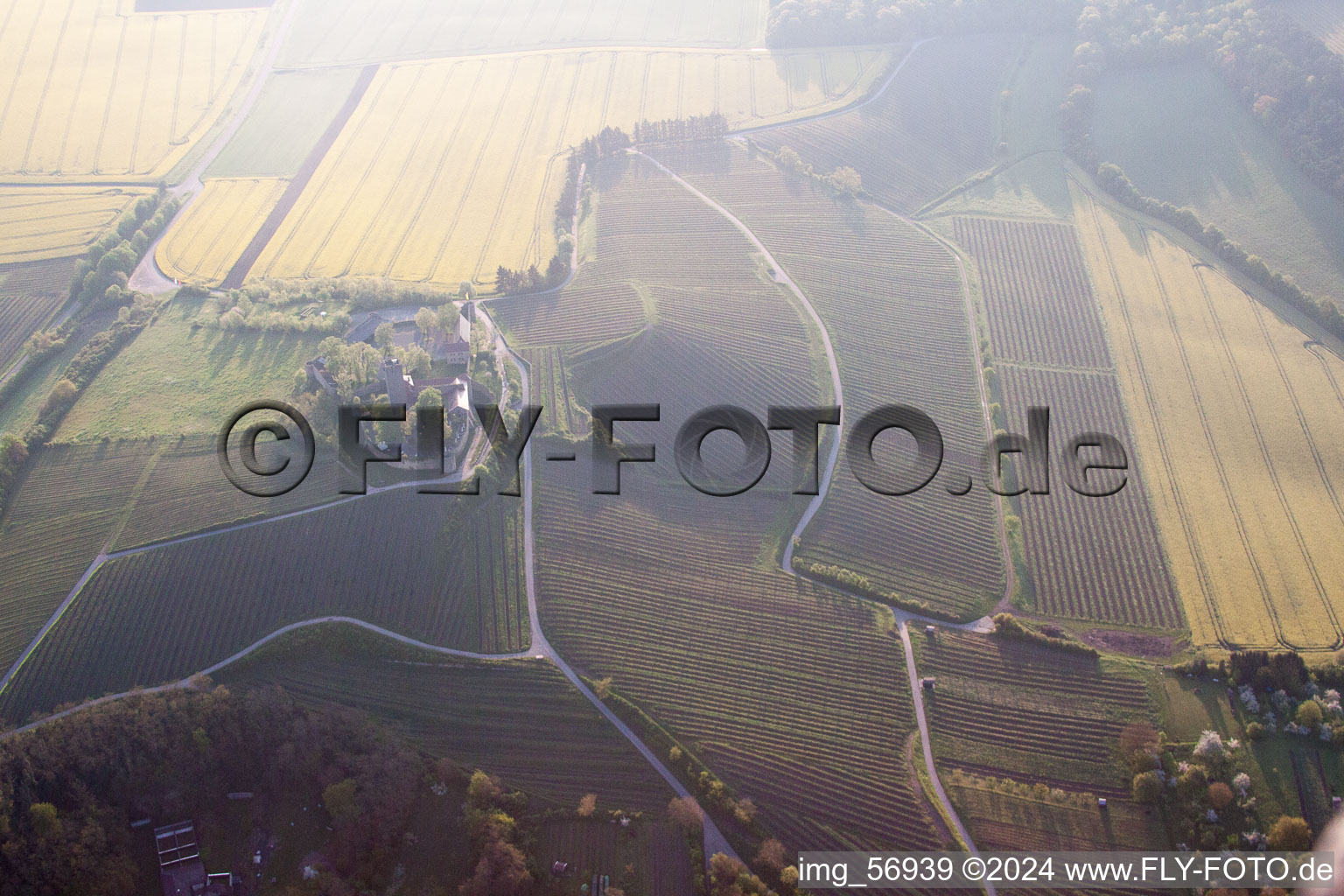 Aerial view of Ravensburg Castle in Sulzfeld in the state Baden-Wuerttemberg, Germany