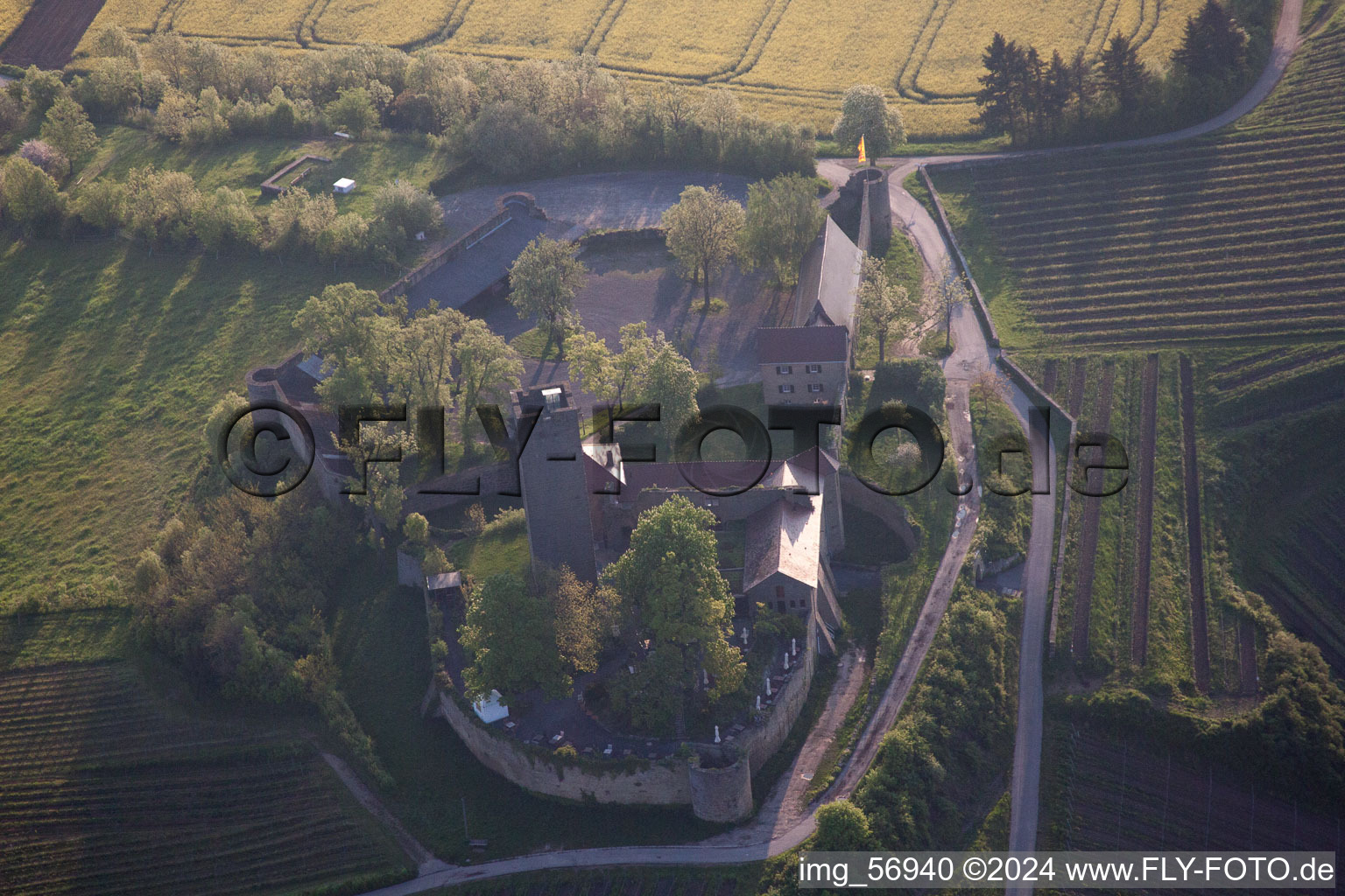 Aerial photograpy of Ravensburg Castle in Sulzfeld in the state Baden-Wuerttemberg, Germany