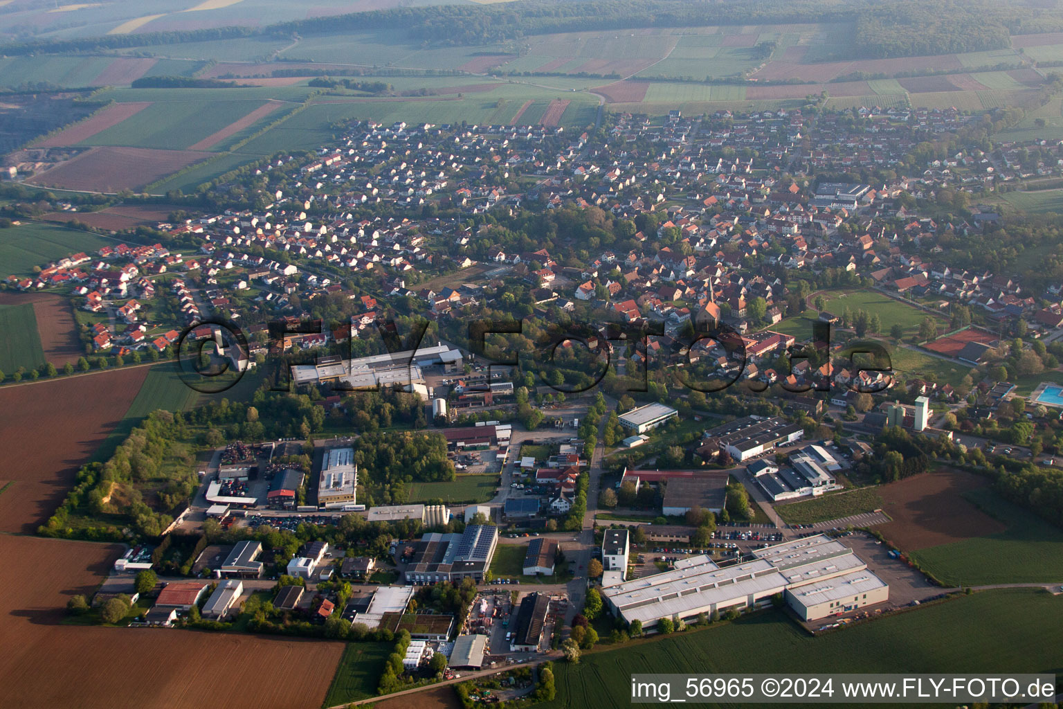 Town View of the streets and houses of the residential areas in Gemmingen in the state Baden-Wurttemberg, Germany