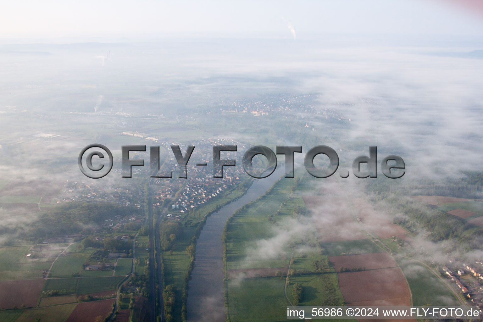 Aerial photograpy of Heinsheim in the state Baden-Wuerttemberg, Germany