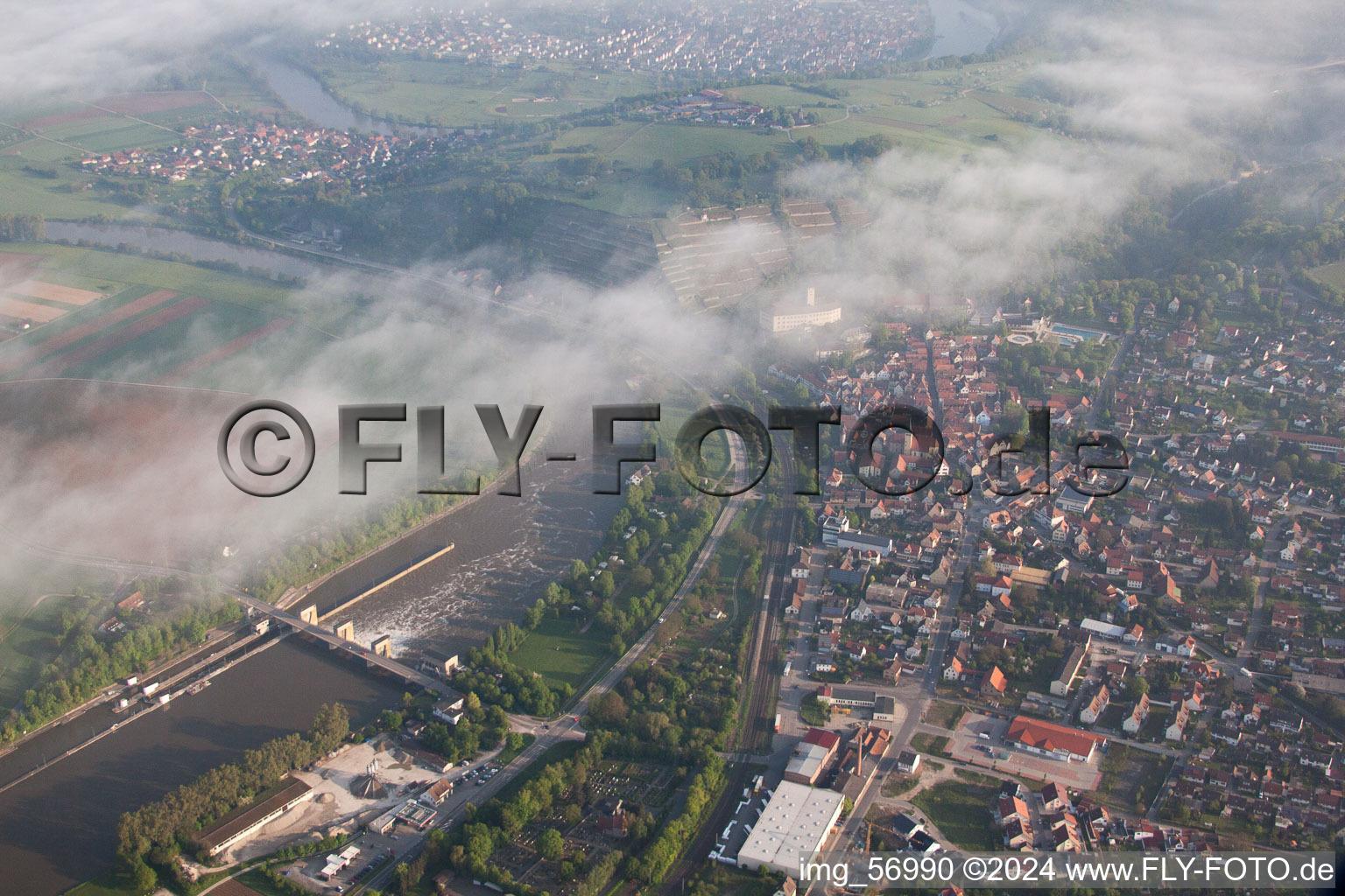 Gundelsheim in the state Baden-Wuerttemberg, Germany out of the air