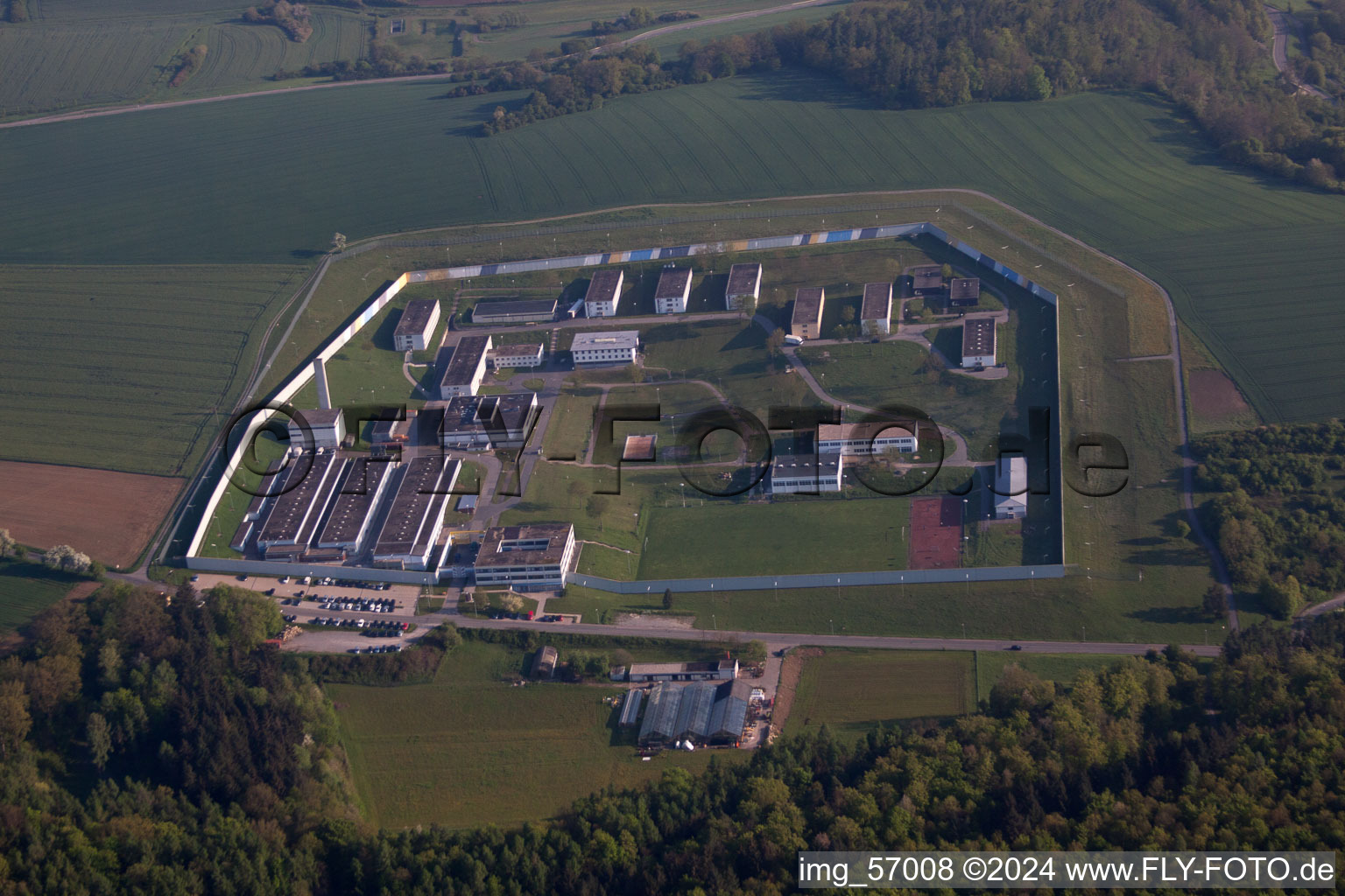 Building complex of the jail Justizvollzugsanstalt Adelsheim in the district Leibenstadt in Adelsheim in the state Baden-Wurttemberg