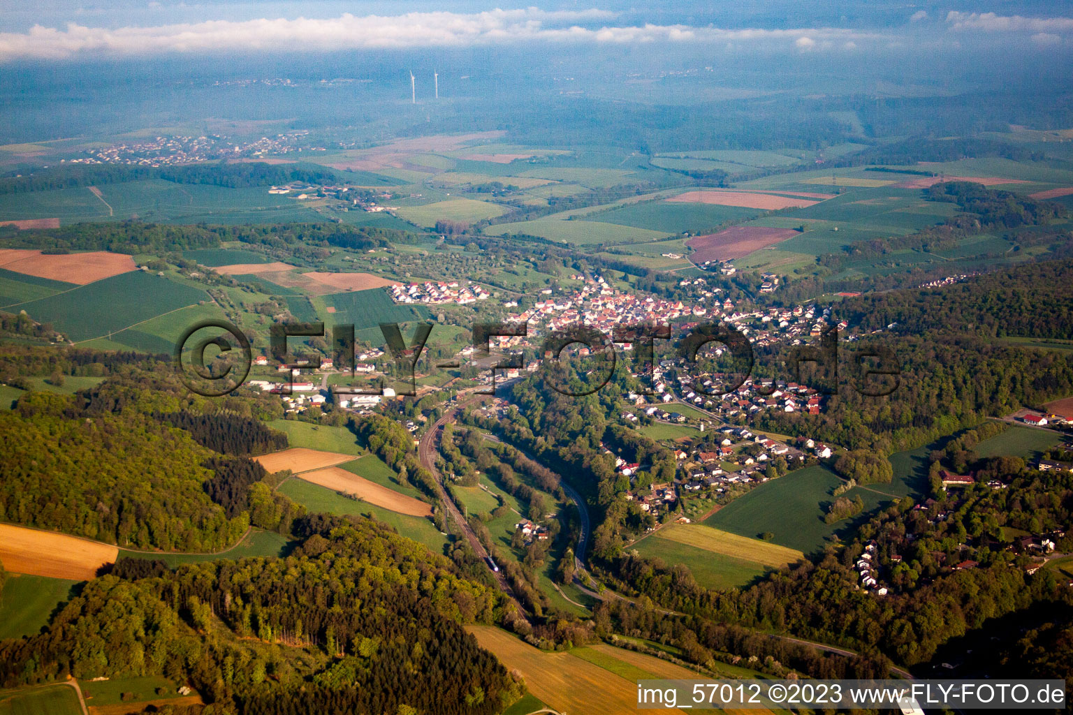 Village view in Seckach in the state Baden-Wurttemberg, Germany