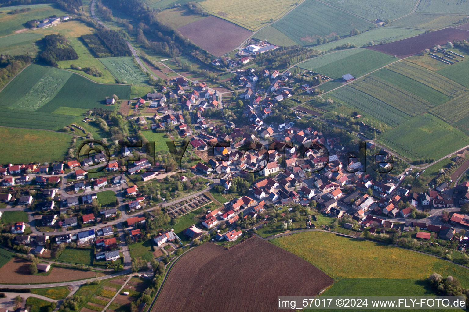 Village view in the district Gerichtstetten in Hardheim in the state Baden-Wuerttemberg, Germany