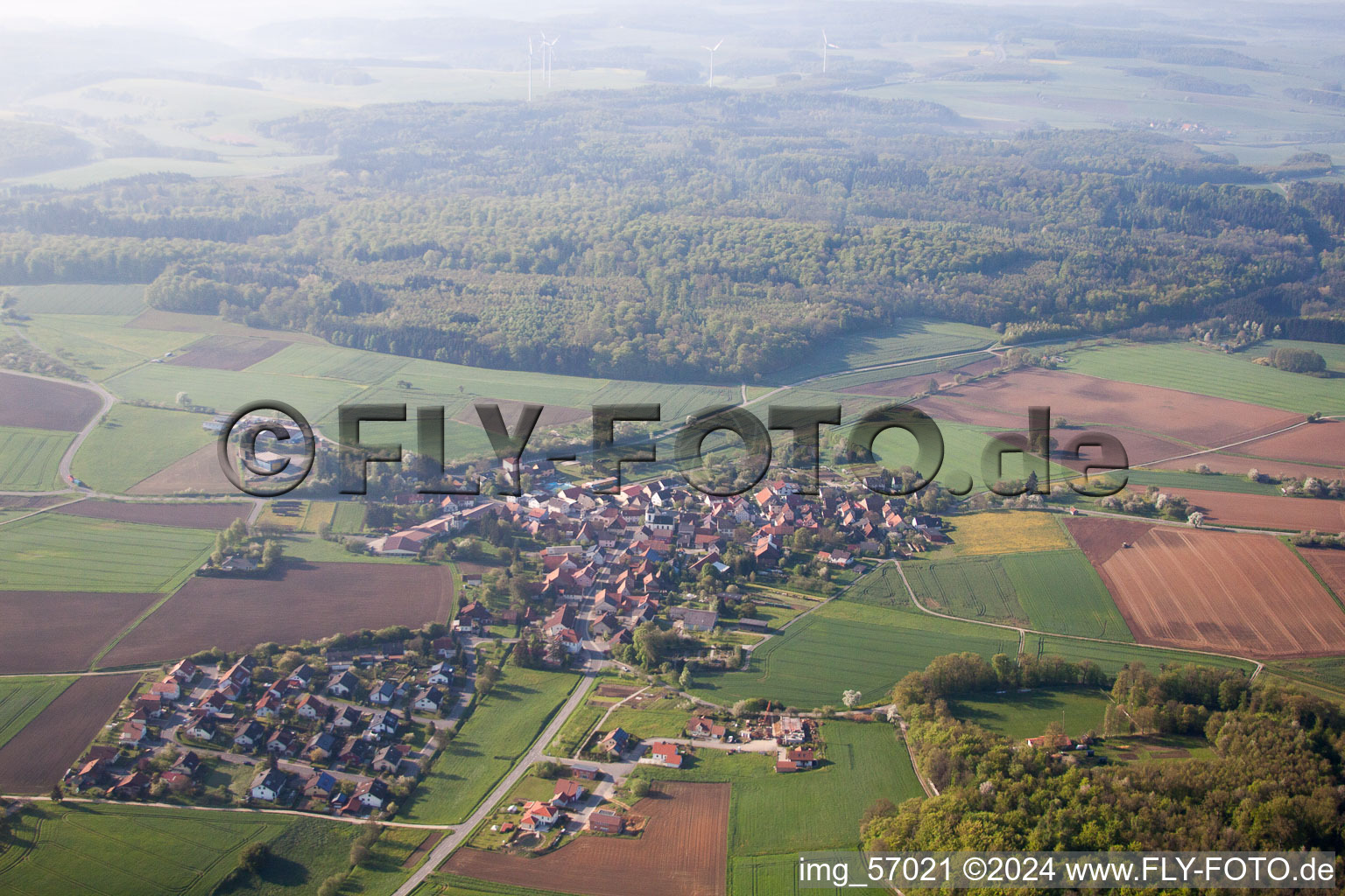 Village view in the district Buch in Ahorn in the state Baden-Wurttemberg