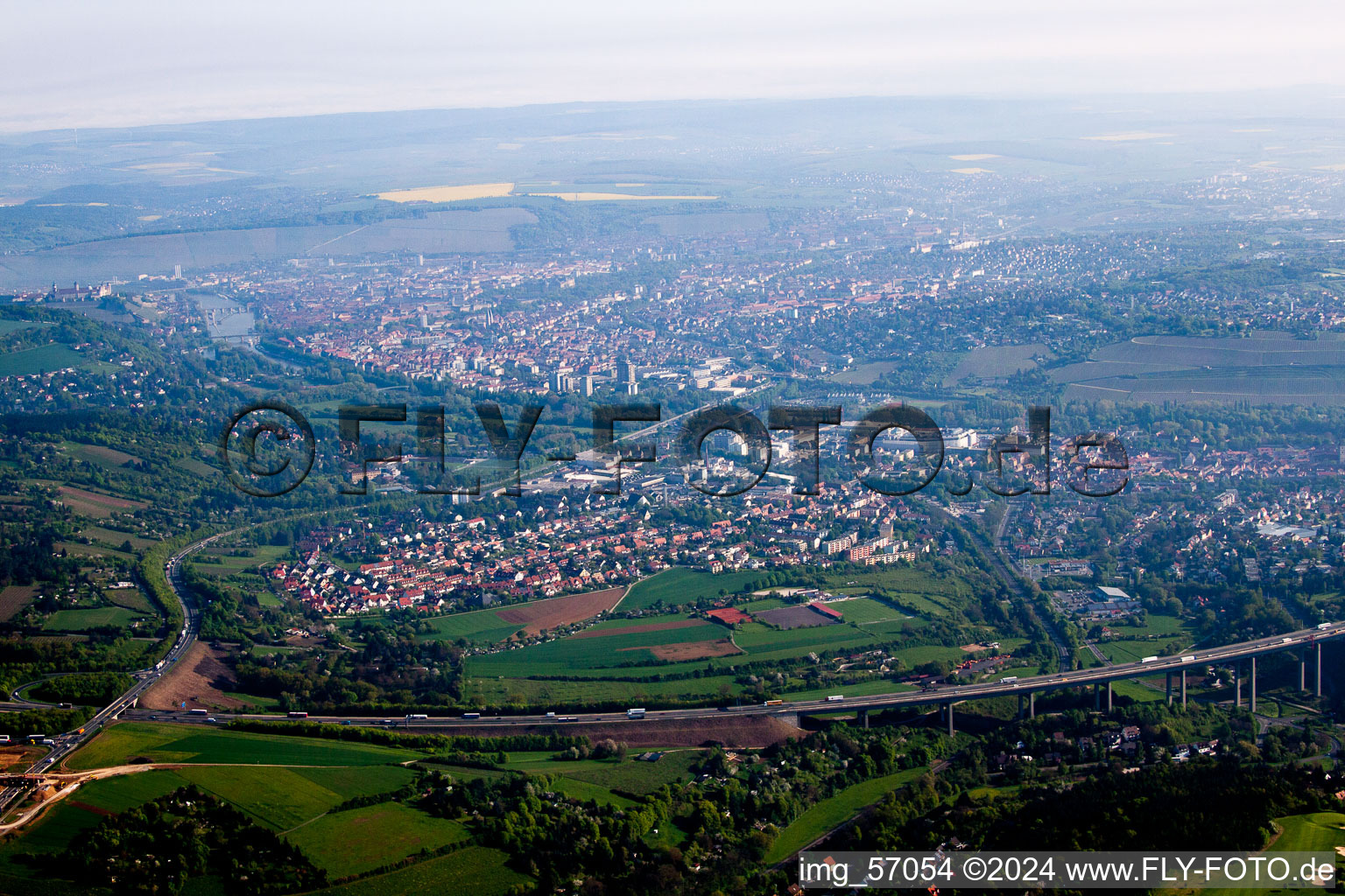 Aerial photograpy of Würzburg in the state Bavaria, Germany