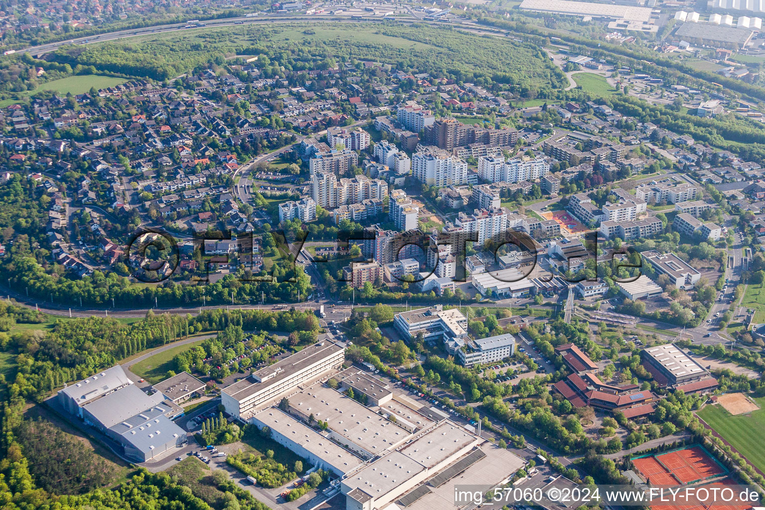 Settlement area in the district Heuchelhof in Wuerzburg in the state Bavaria, Germany