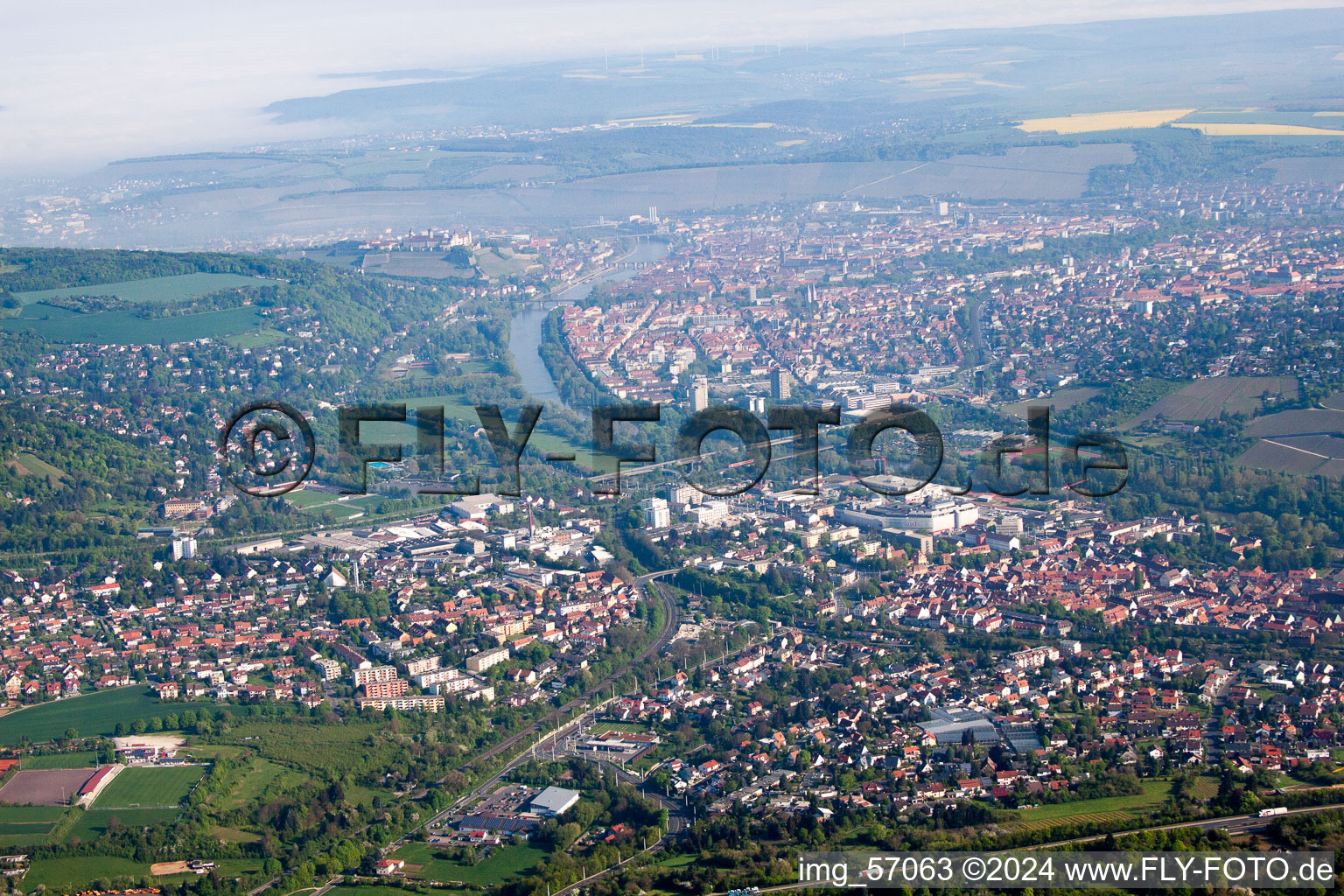 Würzburg in the state Bavaria, Germany from the plane