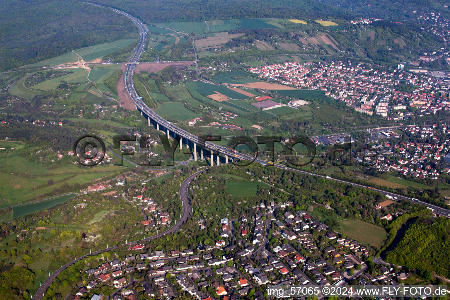 Aerial photograpy of From the southwest in Würzburg in the state Bavaria, Germany