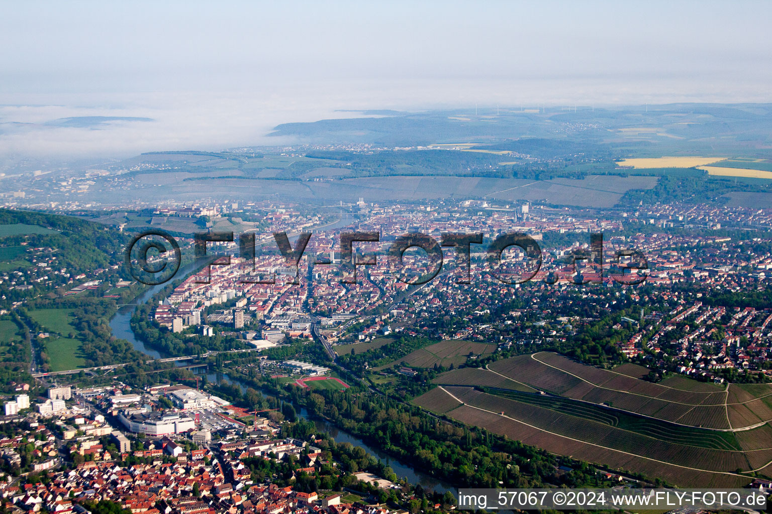 Würzburg in the state Bavaria, Germany viewn from the air