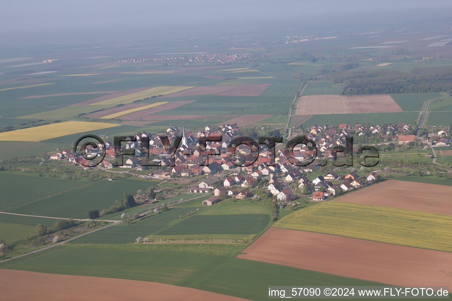 Aerial view of District Dipbach in Bergtheim in the state Bavaria, Germany