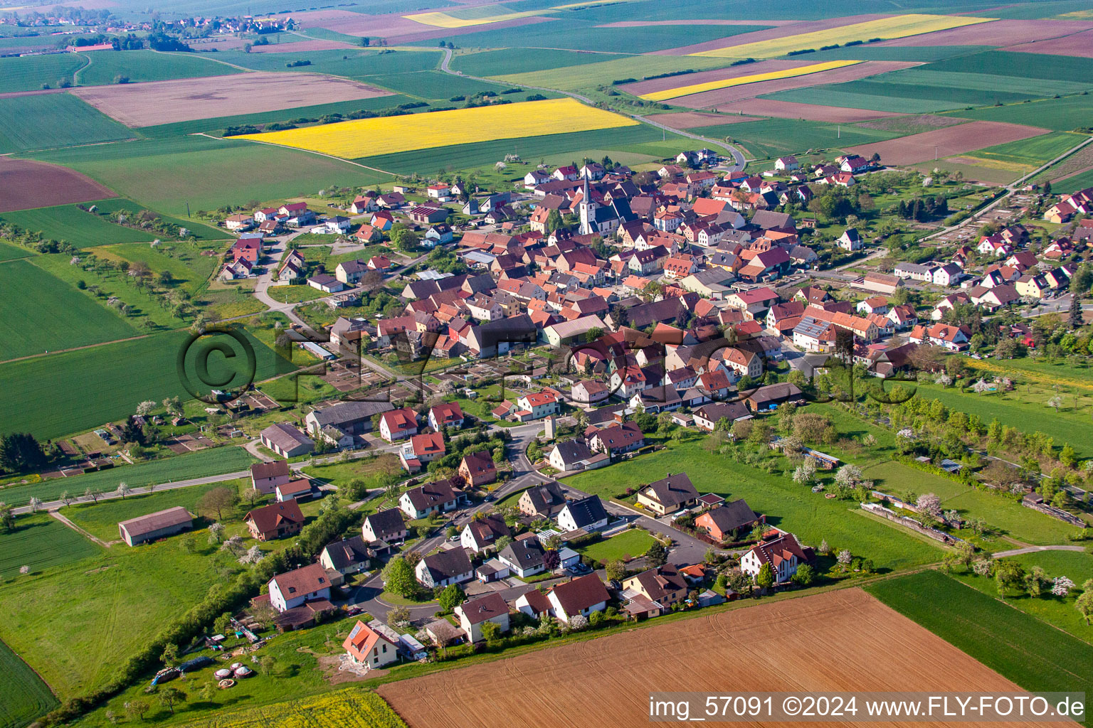 Aerial photograpy of District Dipbach in Bergtheim in the state Bavaria, Germany