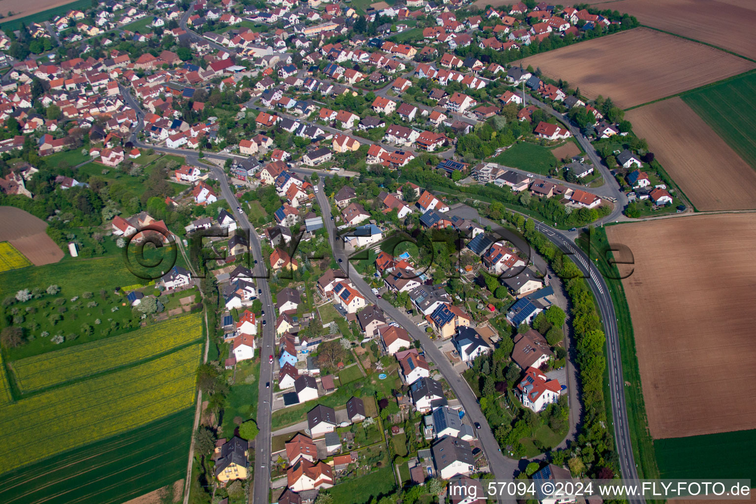 Aerial photograpy of Schwanfeld in the state Bavaria, Germany