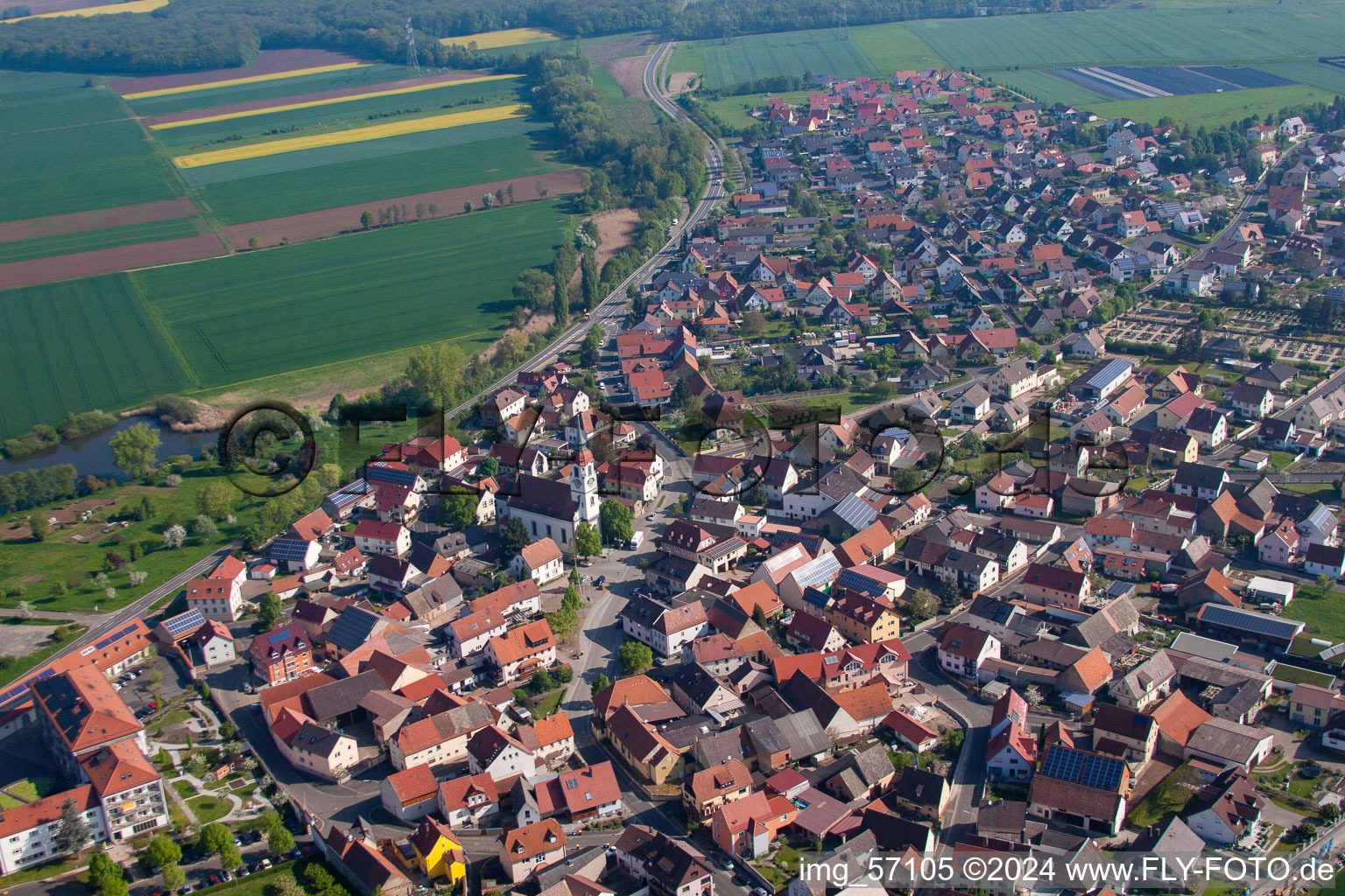 Heidenfeld in the state Bavaria, Germany seen from above