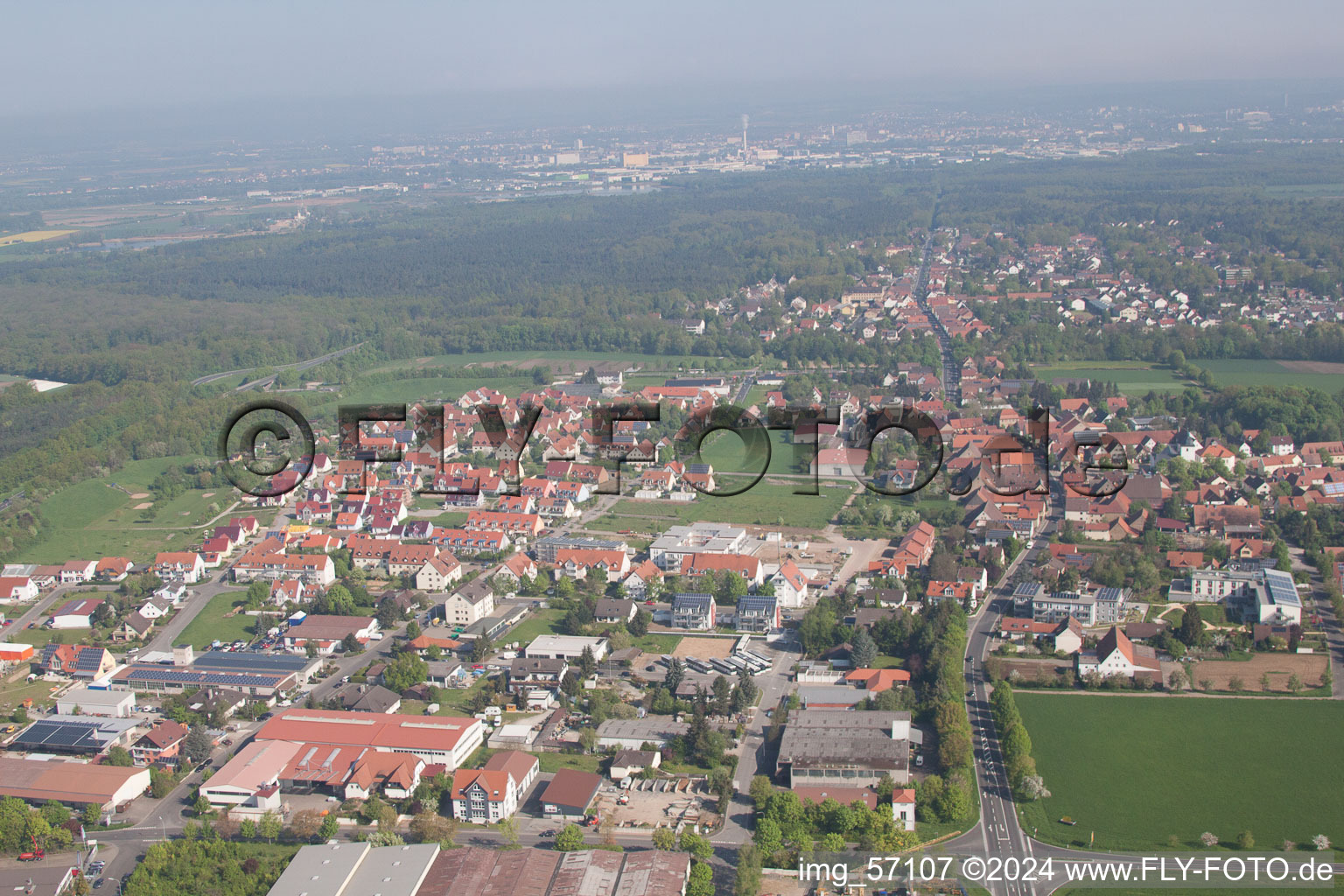 Drone recording of Schwebheim in the state Bavaria, Germany