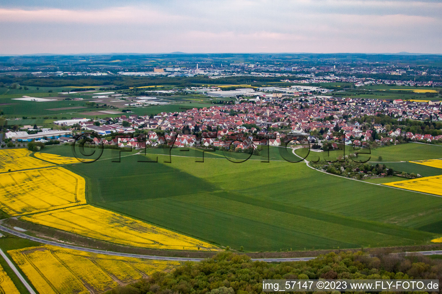 Gochsheim in the state Bavaria, Germany seen from above