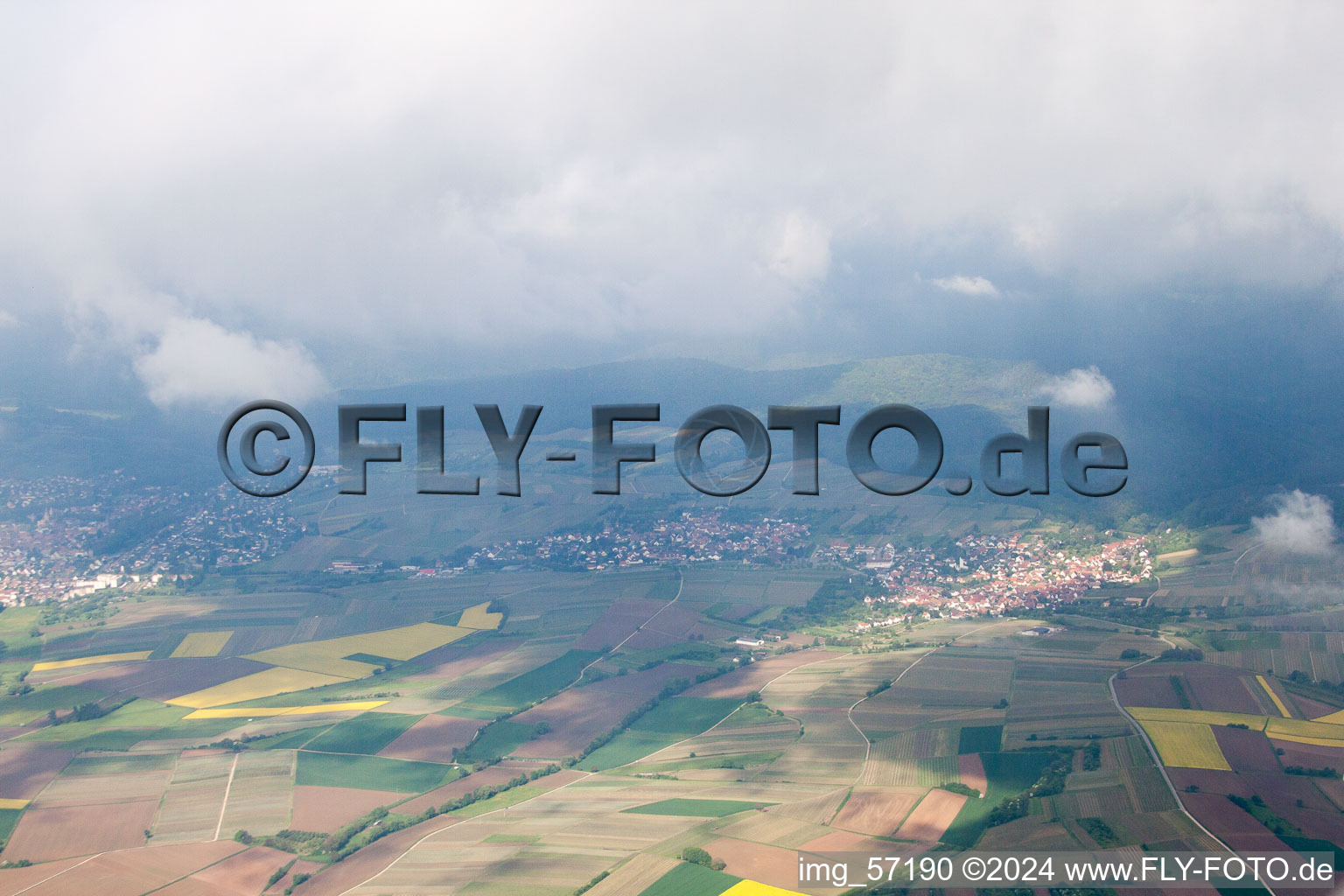 District Schweigen in Schweigen-Rechtenbach in the state Rhineland-Palatinate, Germany from the drone perspective