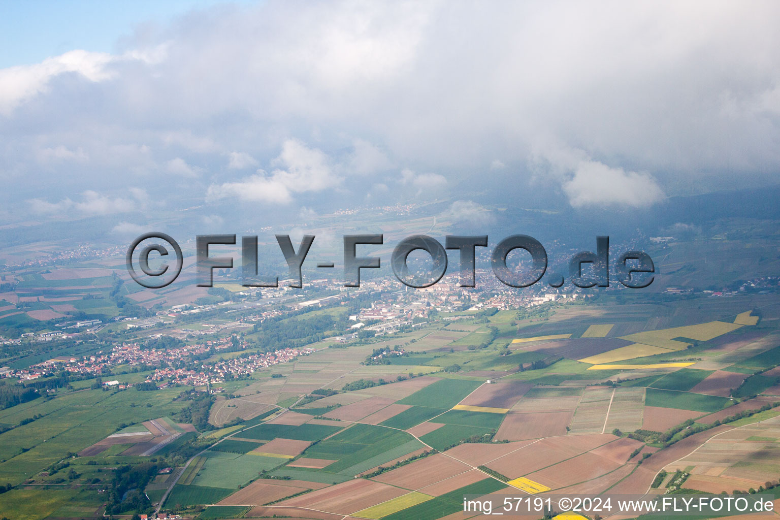 Bird's eye view of Wissembourg in the state Bas-Rhin, France