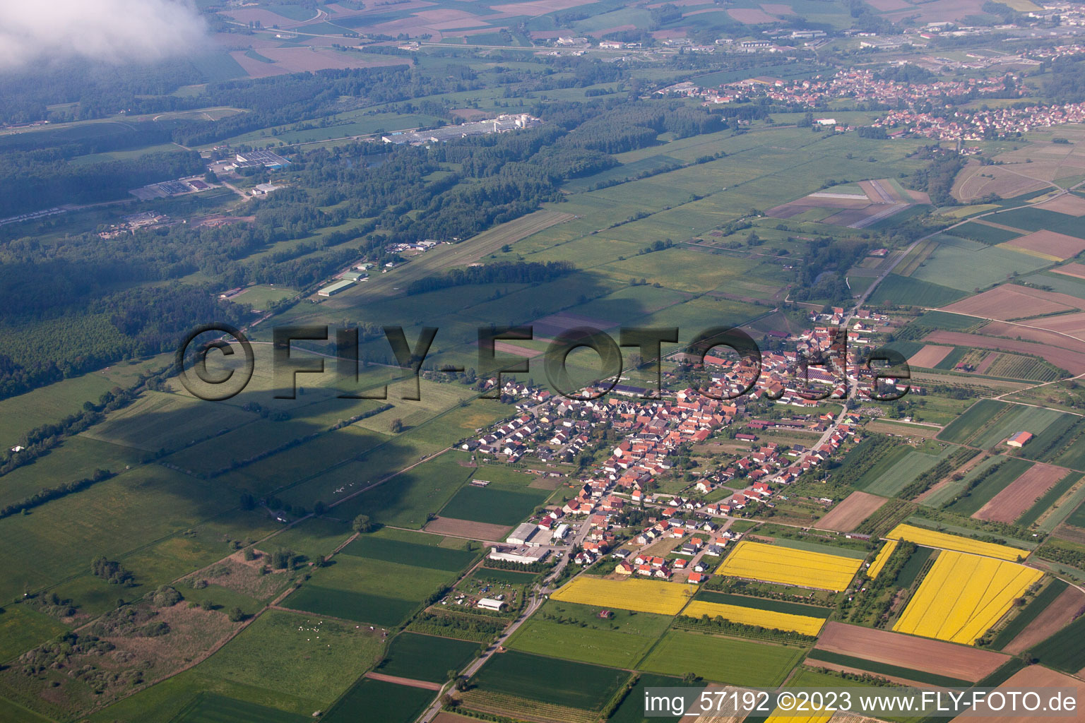 Schweighofen in the state Rhineland-Palatinate, Germany seen from above