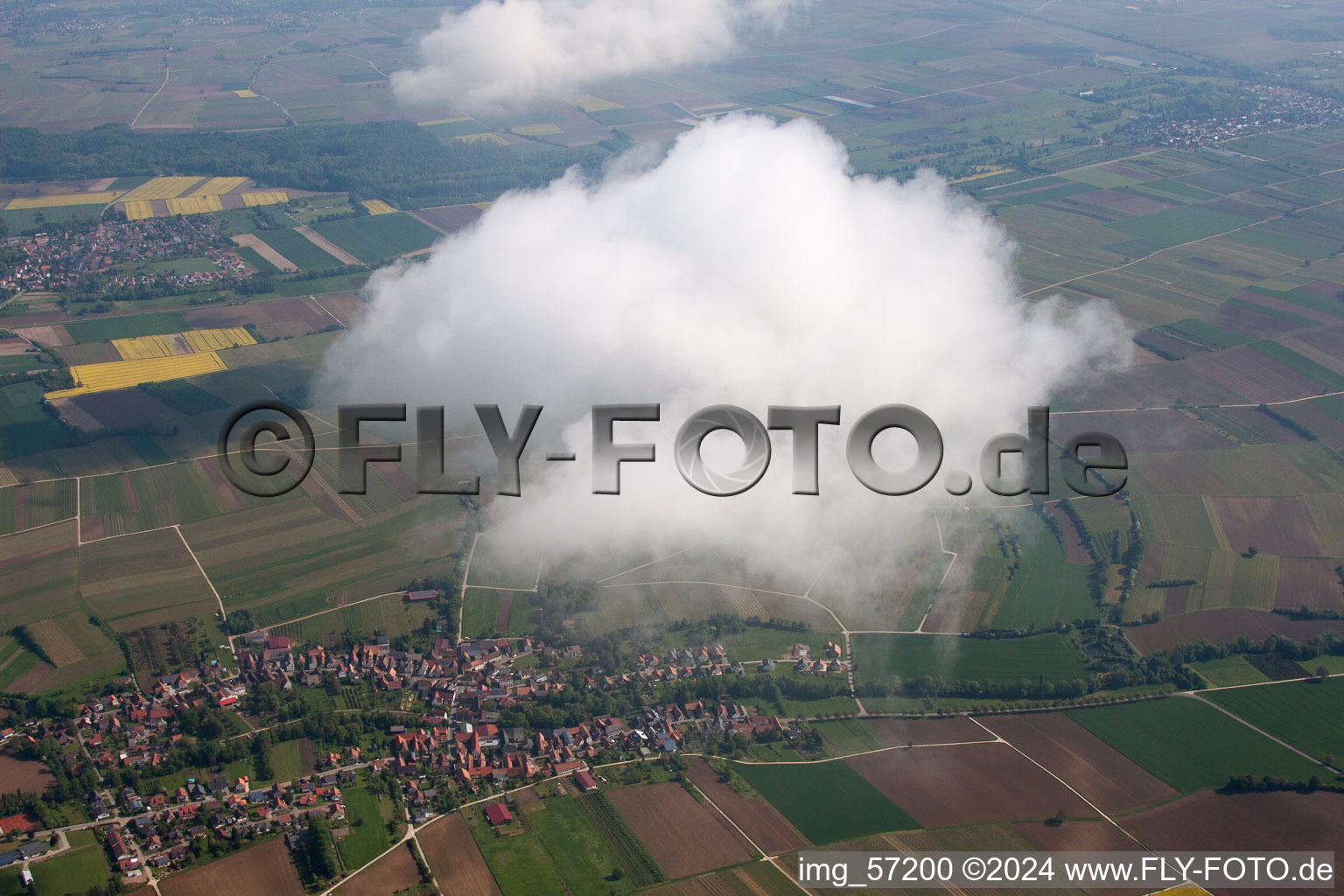 Drone recording of Dierbach in the state Rhineland-Palatinate, Germany