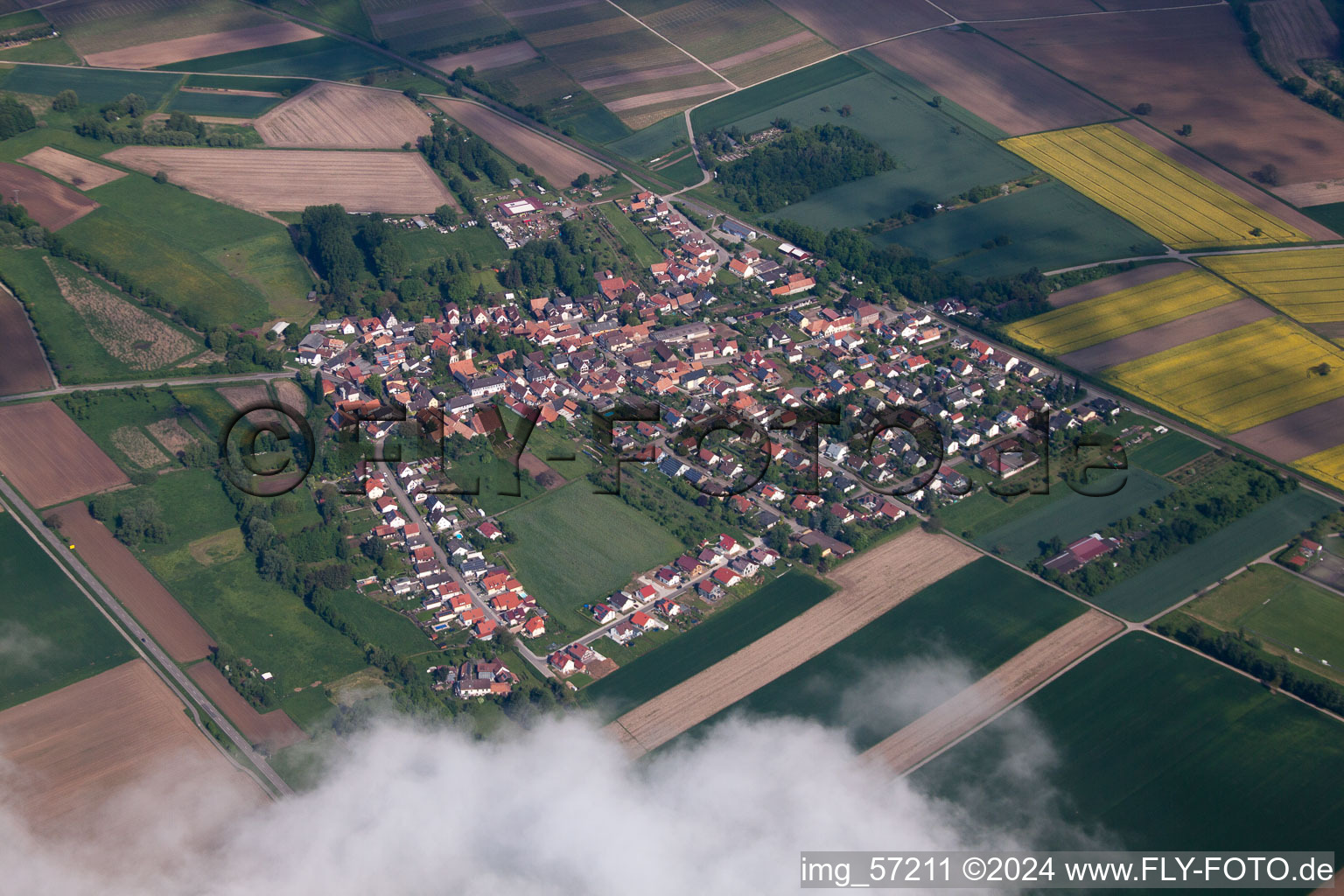 Village view in Barbelroth in the state Rhineland-Palatinate from above