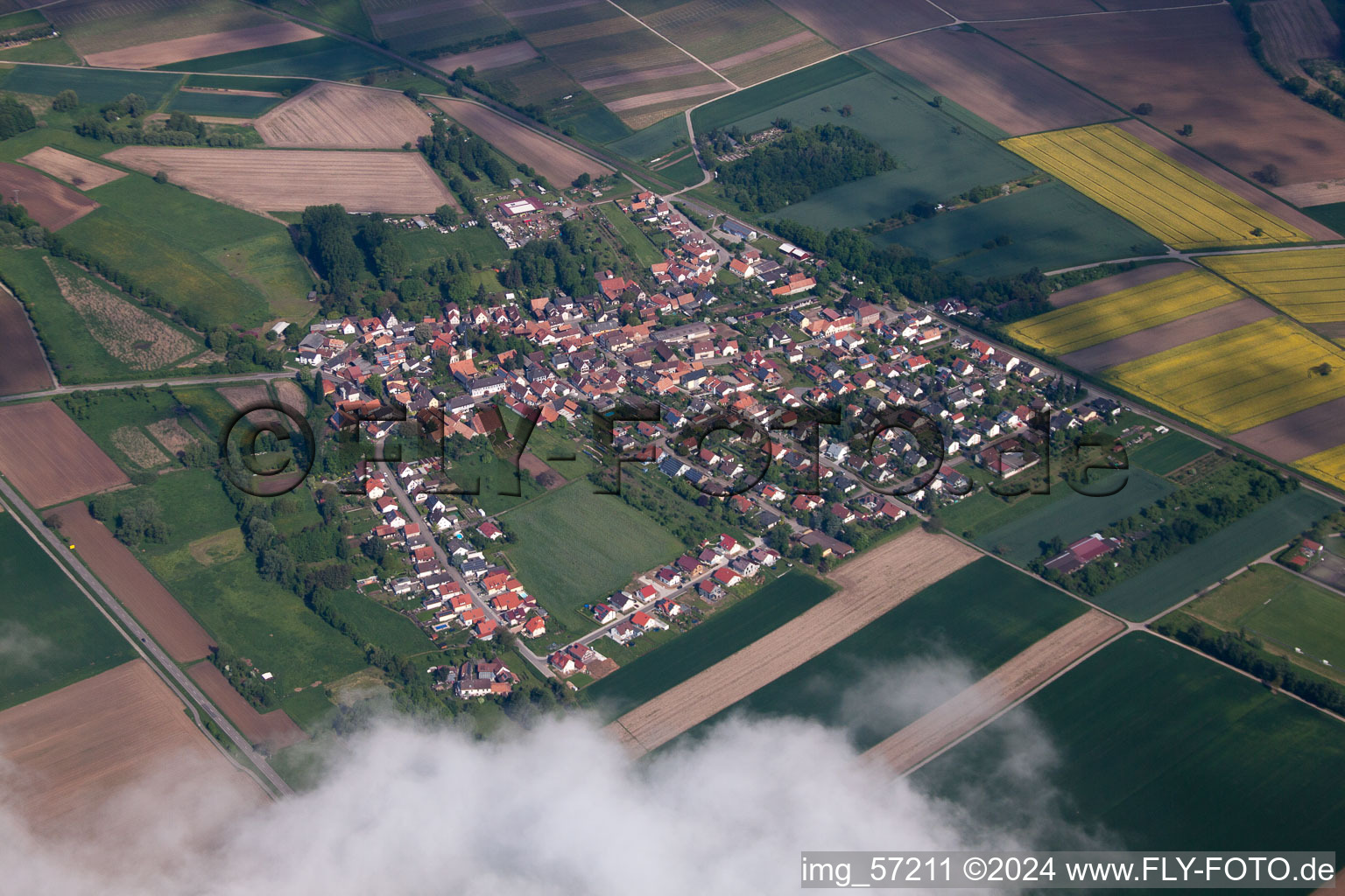 Village view in Barbelroth in the state Rhineland-Palatinate, Germany from above