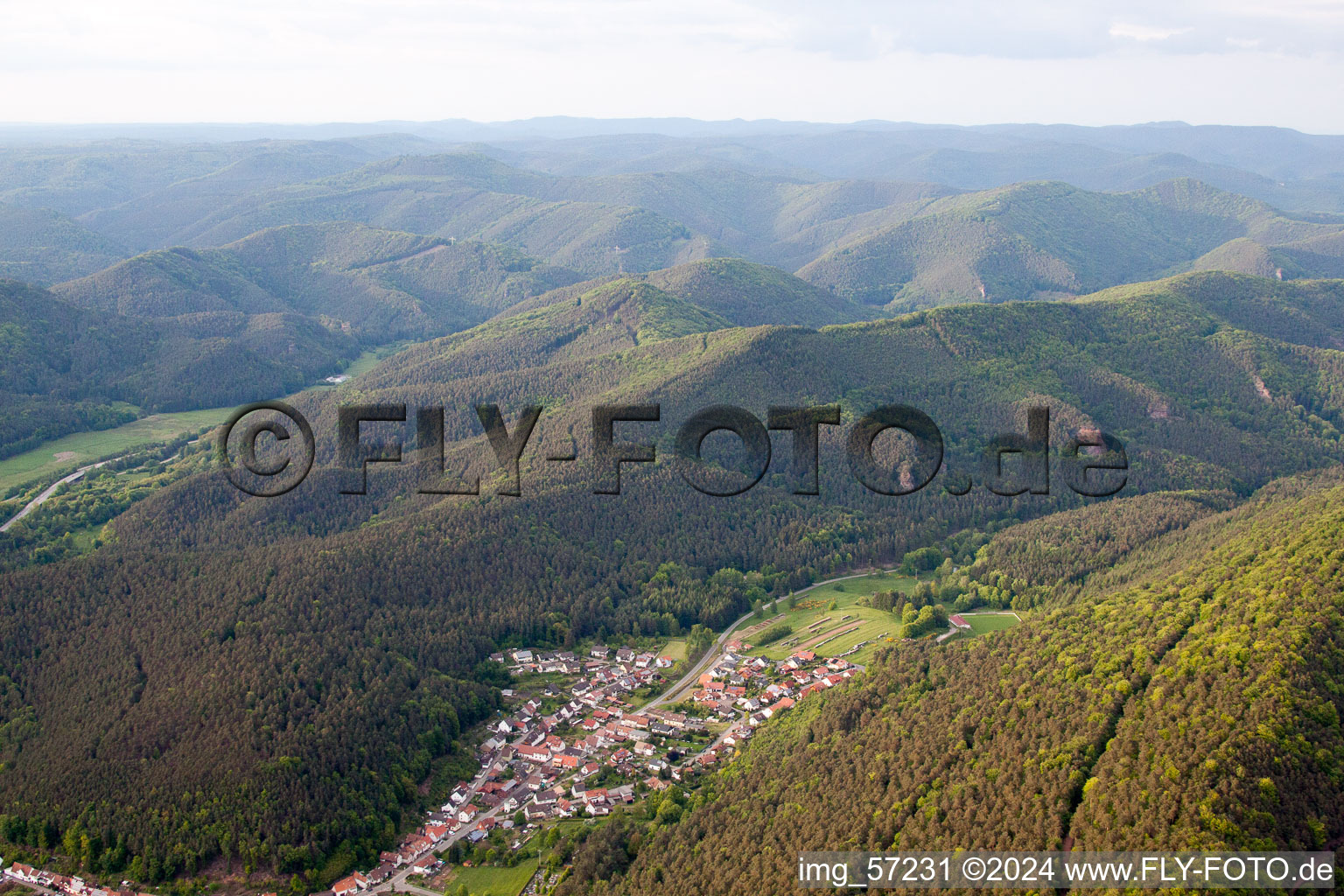 Bird's eye view of Spirkelbach in the state Rhineland-Palatinate, Germany