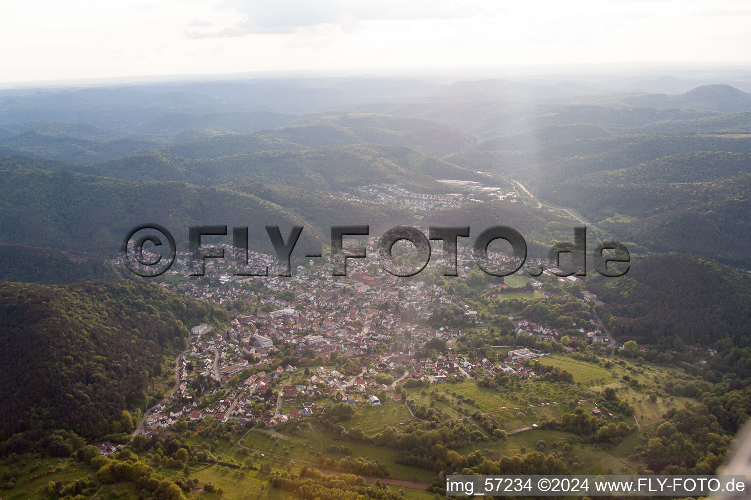 Hauenstein in the state Rhineland-Palatinate, Germany viewn from the air