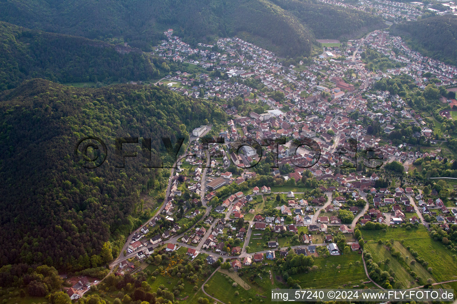 Drone image of Hauenstein in the state Rhineland-Palatinate, Germany