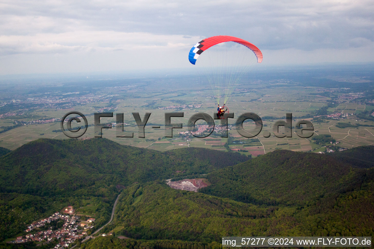 Münchweiler am Klingbach in the state Rhineland-Palatinate, Germany from the drone perspective