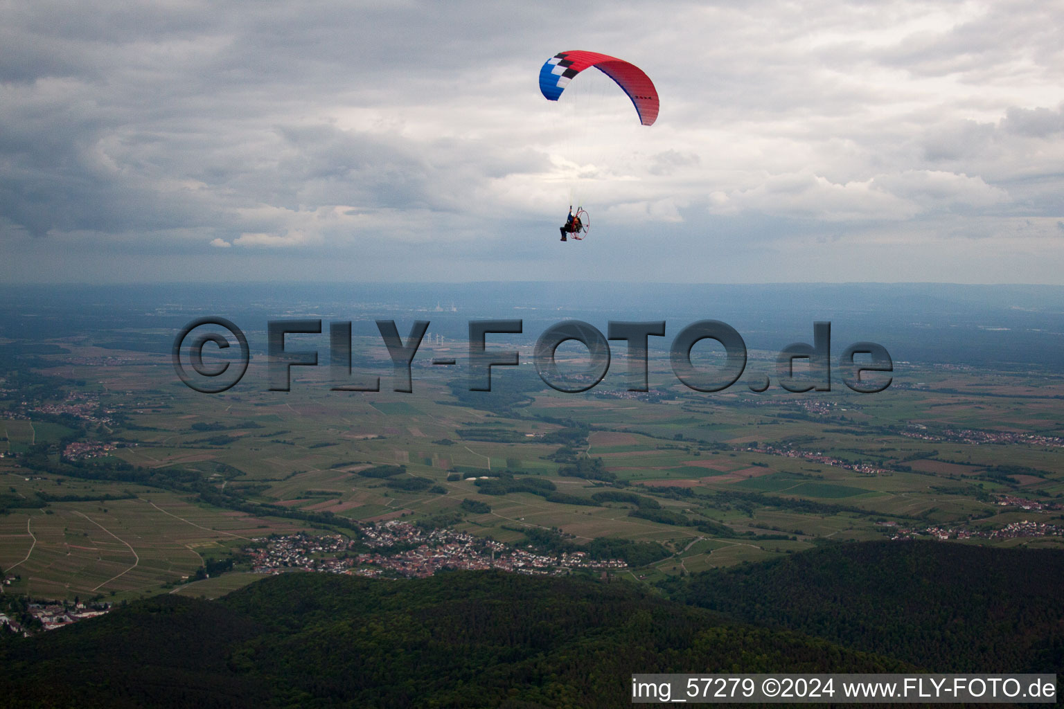 Bird's eye view of Klingenmünster in the state Rhineland-Palatinate, Germany