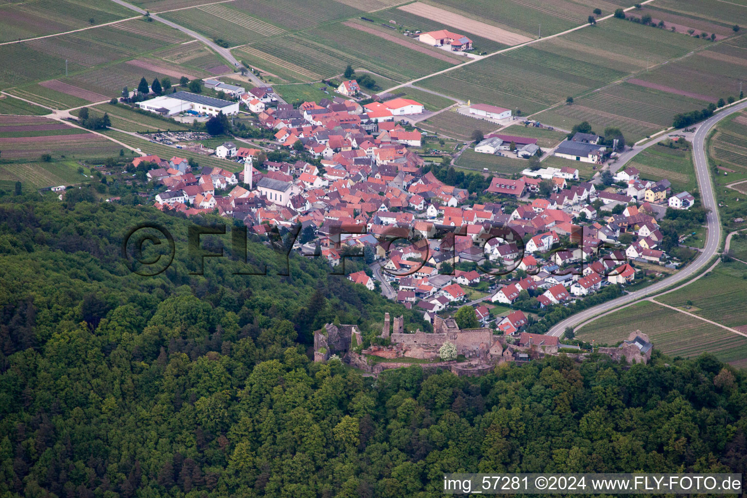 Eschbach in the state Rhineland-Palatinate, Germany from the drone perspective