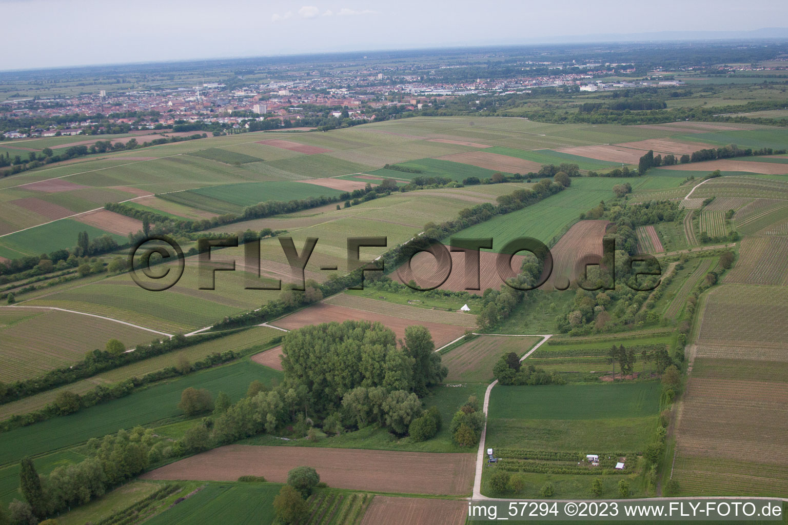 Bird's eye view of District Mörzheim in Landau in der Pfalz in the state Rhineland-Palatinate, Germany