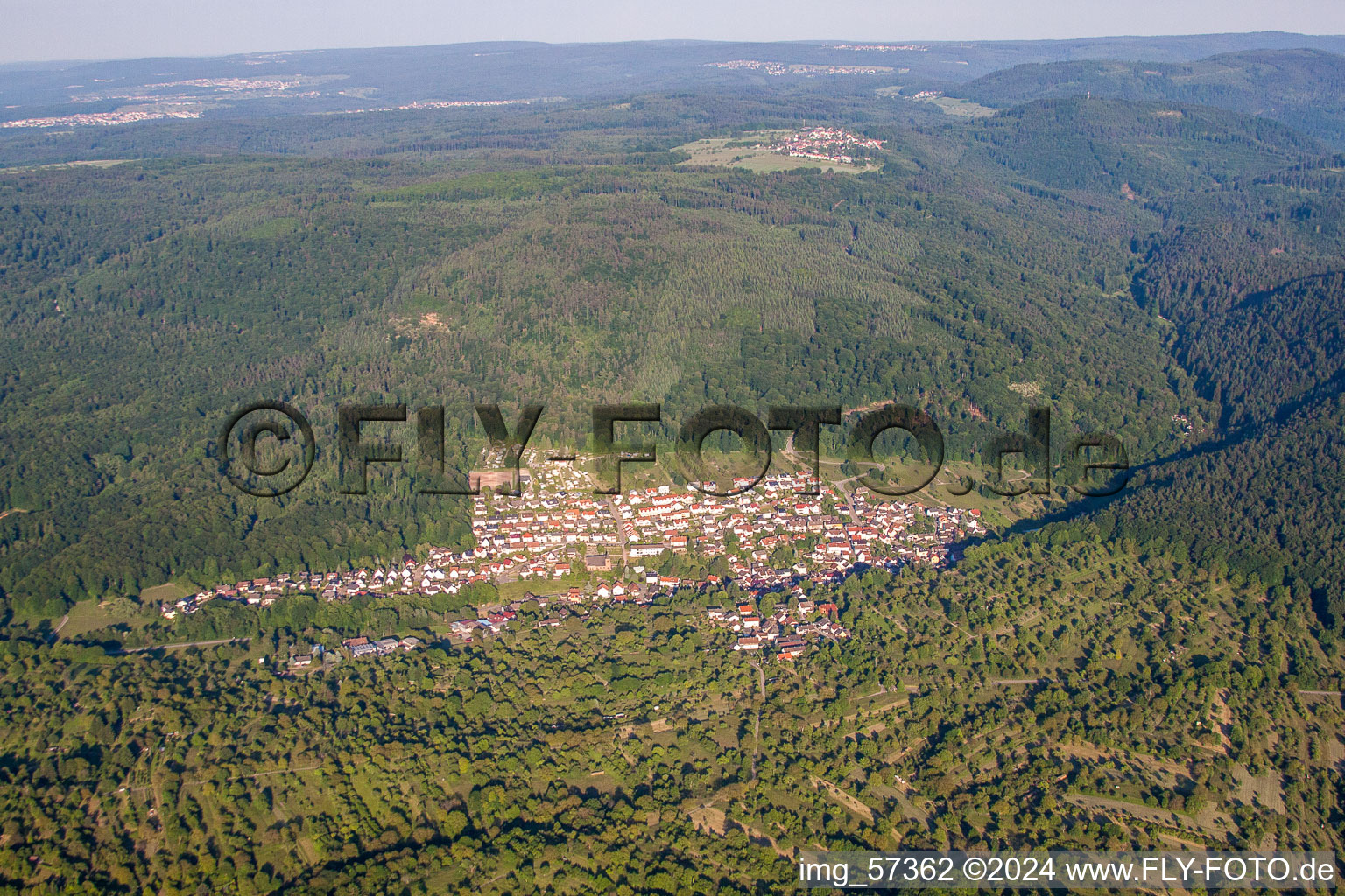 Aerial view of Village view in the district Waldprechtsweier in Malsch in the state Baden-Wuerttemberg, Germany