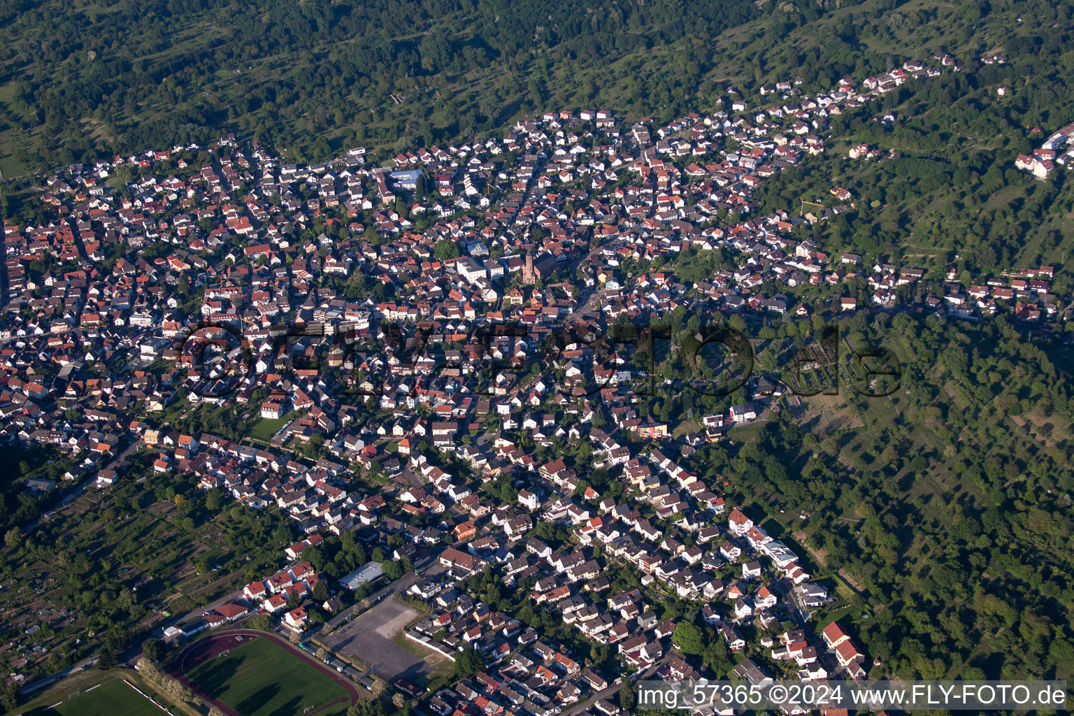 Aerial view of From the southwest in Malsch in the state Baden-Wuerttemberg, Germany