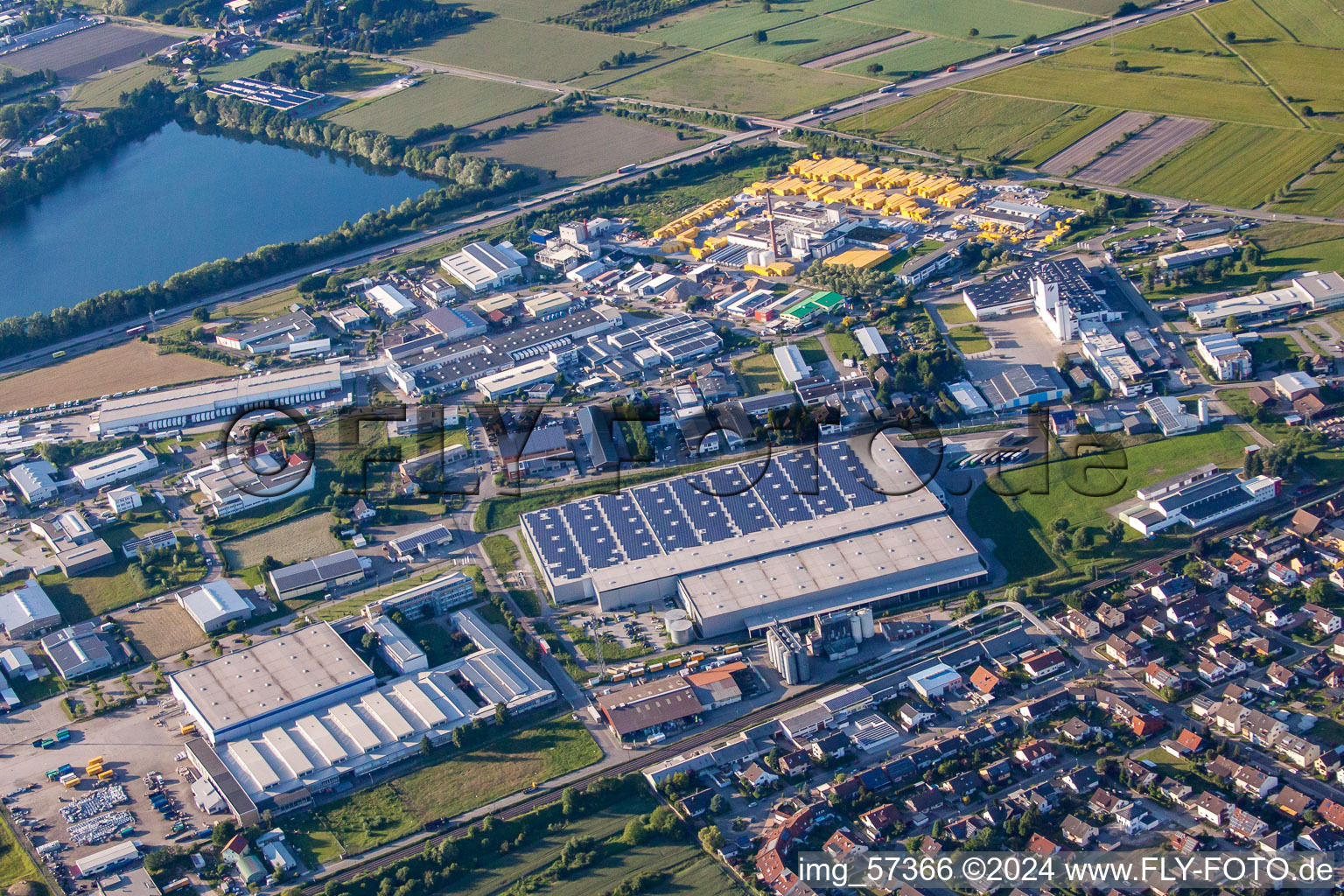 Aerial view of Industrial area Daimlerstr in Malsch in the state Baden-Wuerttemberg, Germany