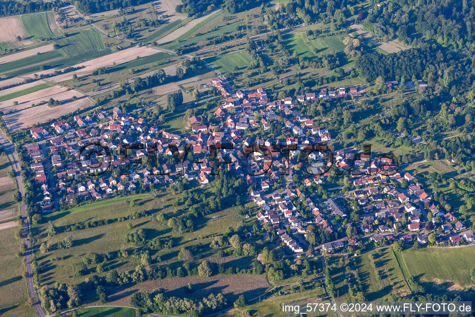 Town View of the streets and houses of the residential areas in the district Oberweier in Ettlingen in the state Baden-Wurttemberg, Germany